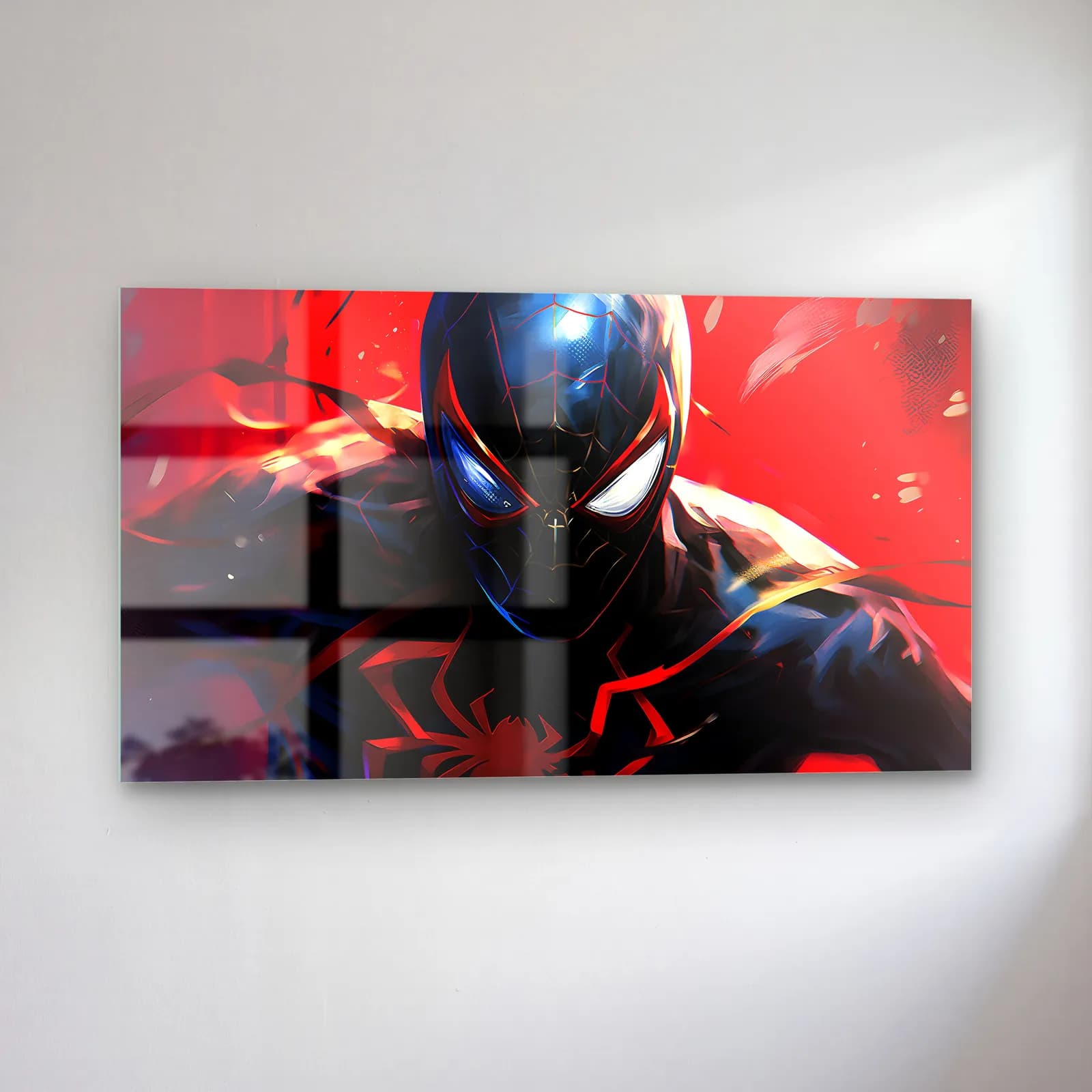 Miles Morales Spider-Man cam tablo — sol açıdan görünüm
