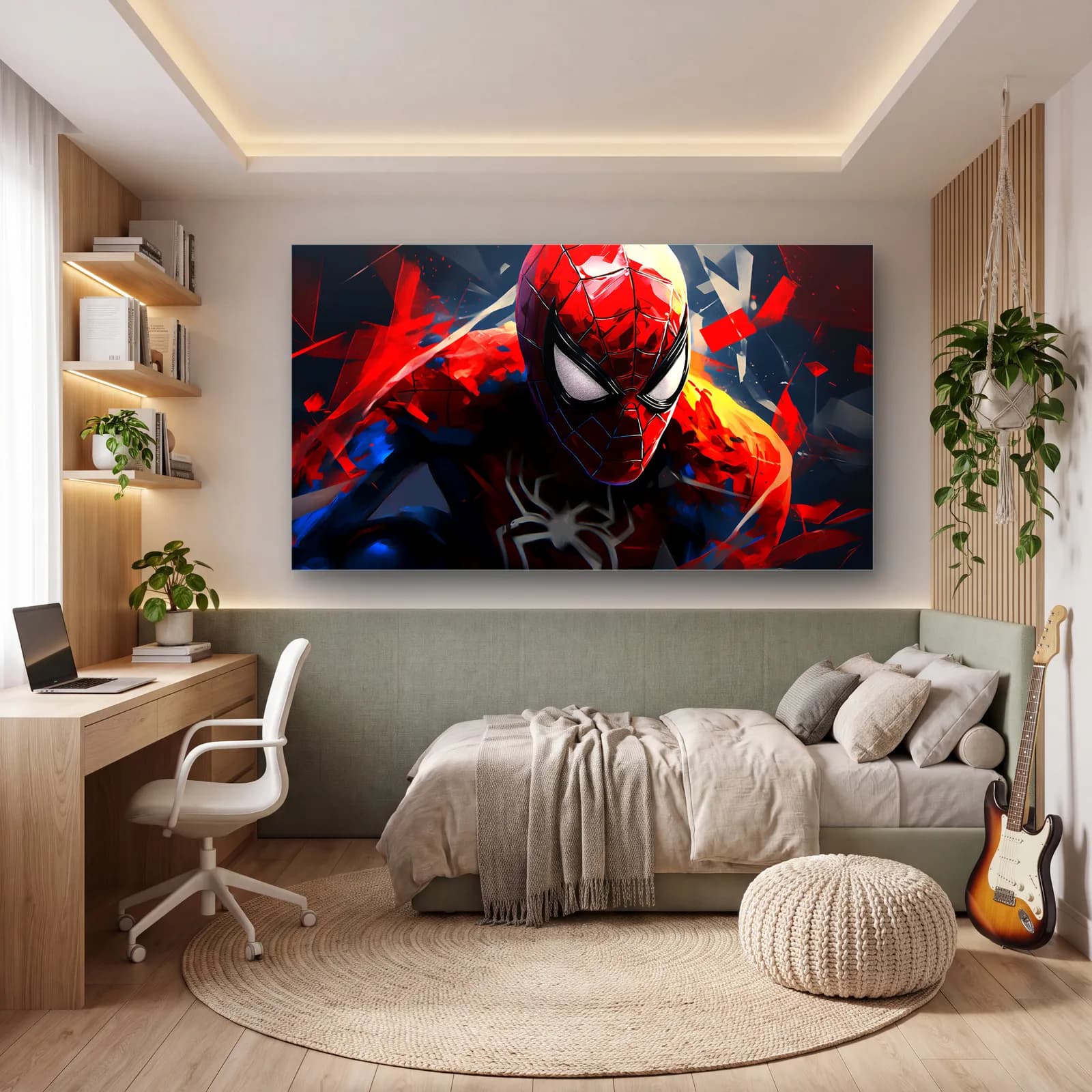 Spider-Man Kırmızı Portre cam tablo — genç odasında