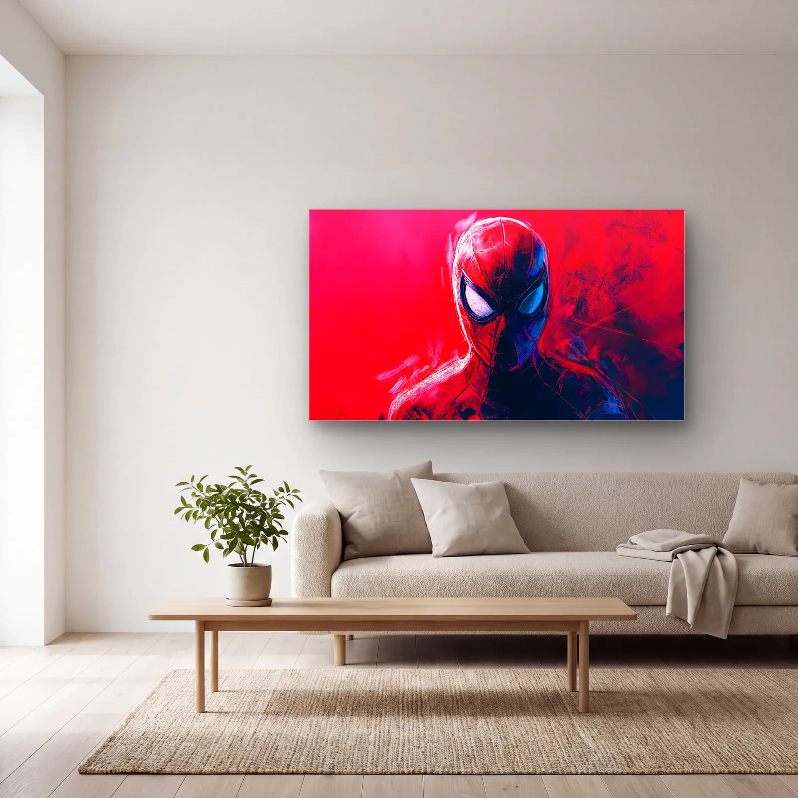 Spider-Man Pembe Arka Plan cam tablo — açık renk salonda