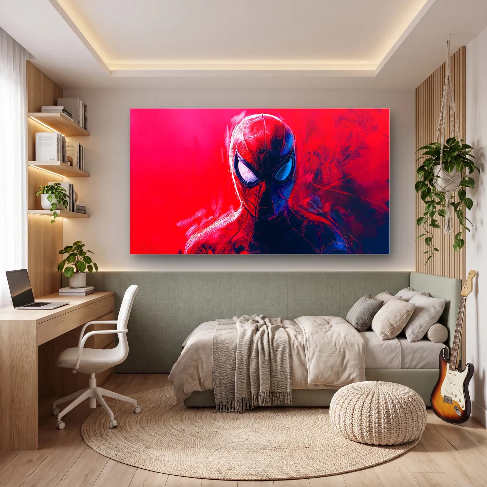 Spider-Man Pembe Arka Plan cam tablo — genç odasında