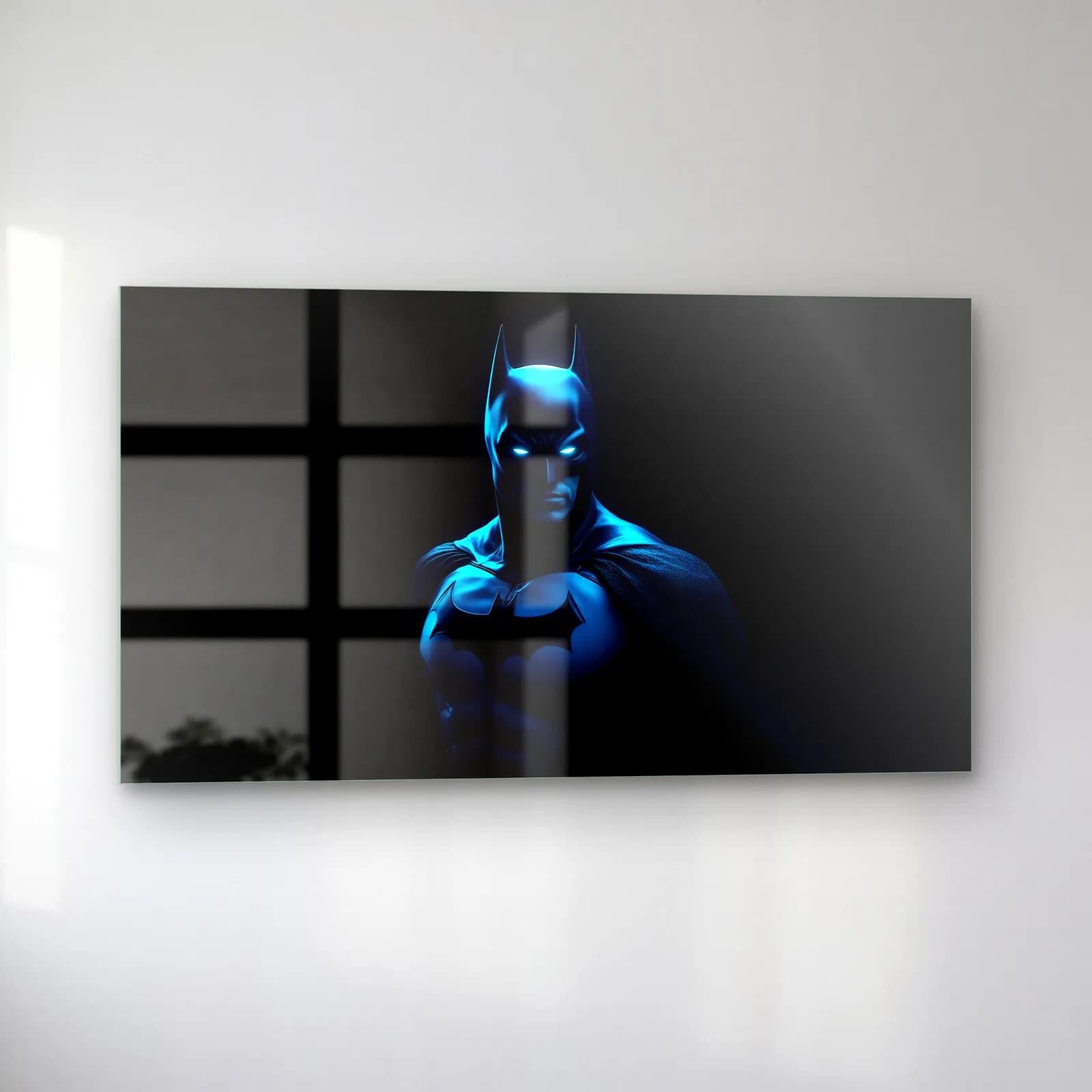 Karanlıkta Batman cam tablo — sol açıdan görünüm