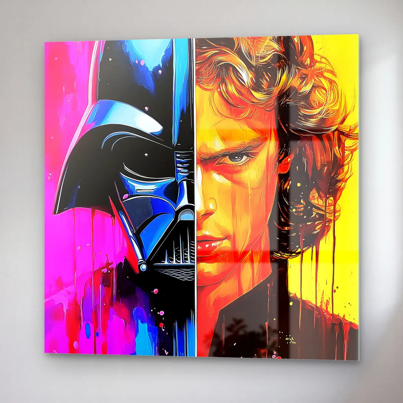 Darth Vader ve Anakin Renkli cam tablo — sağ açıdan görünüm