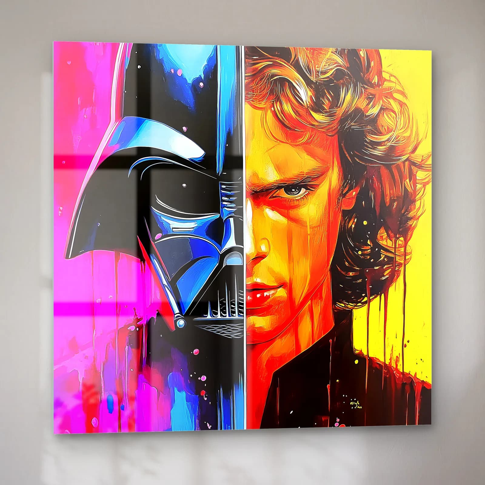 Darth Vader ve Anakin Renkli cam tablo — sol açıdan görünüm