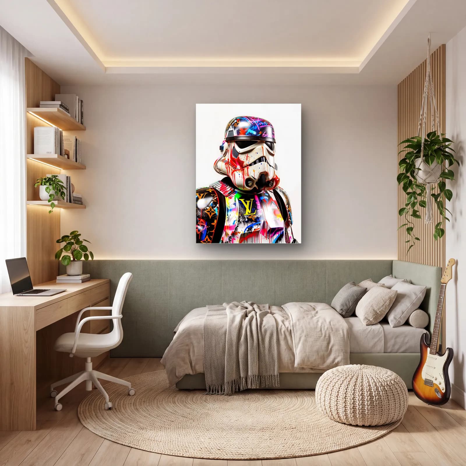 Louis Vuitton Desenli Stormtrooper cam tablo — genç odasında