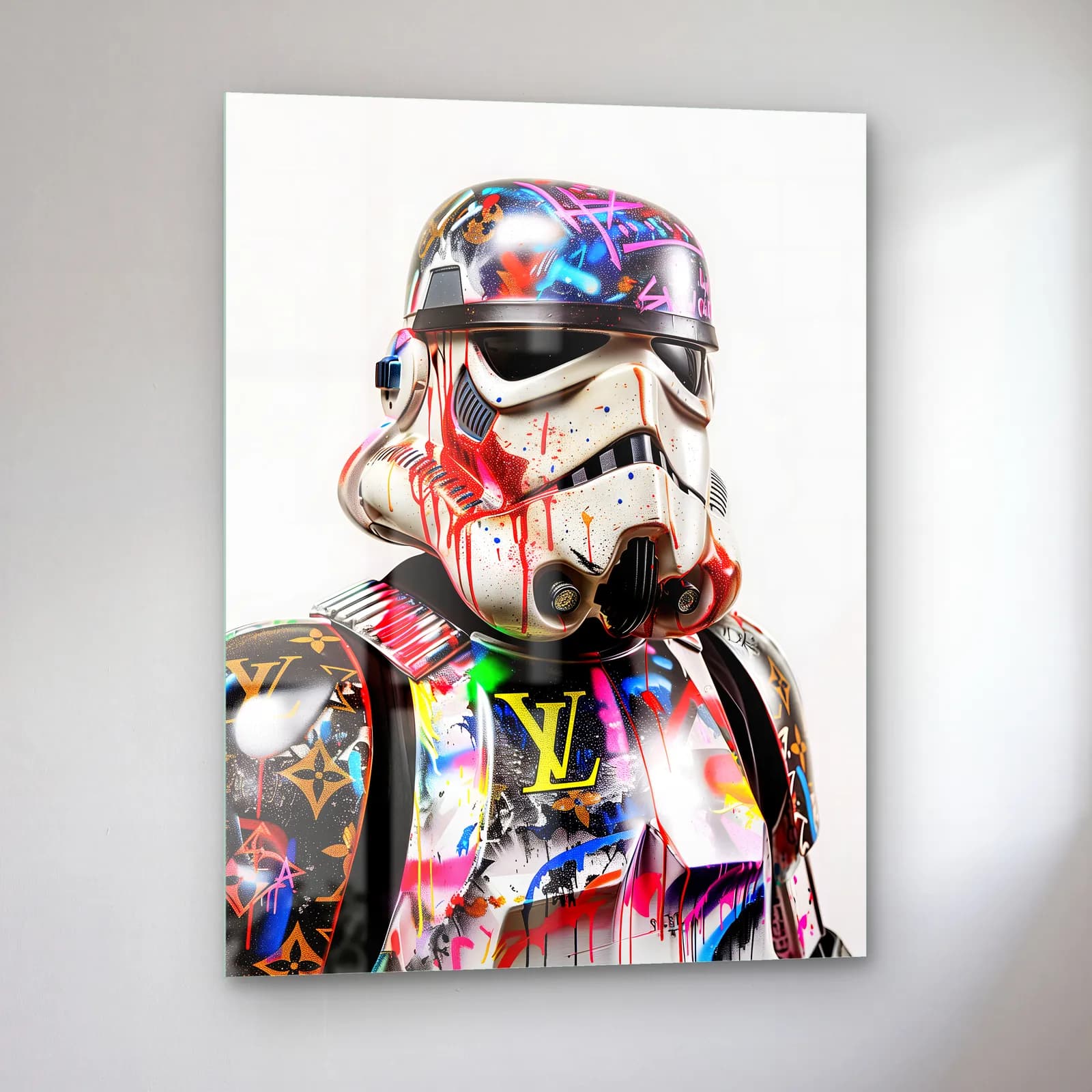 Louis Vuitton Desenli Stormtrooper cam tablo — sol açıdan görünüm