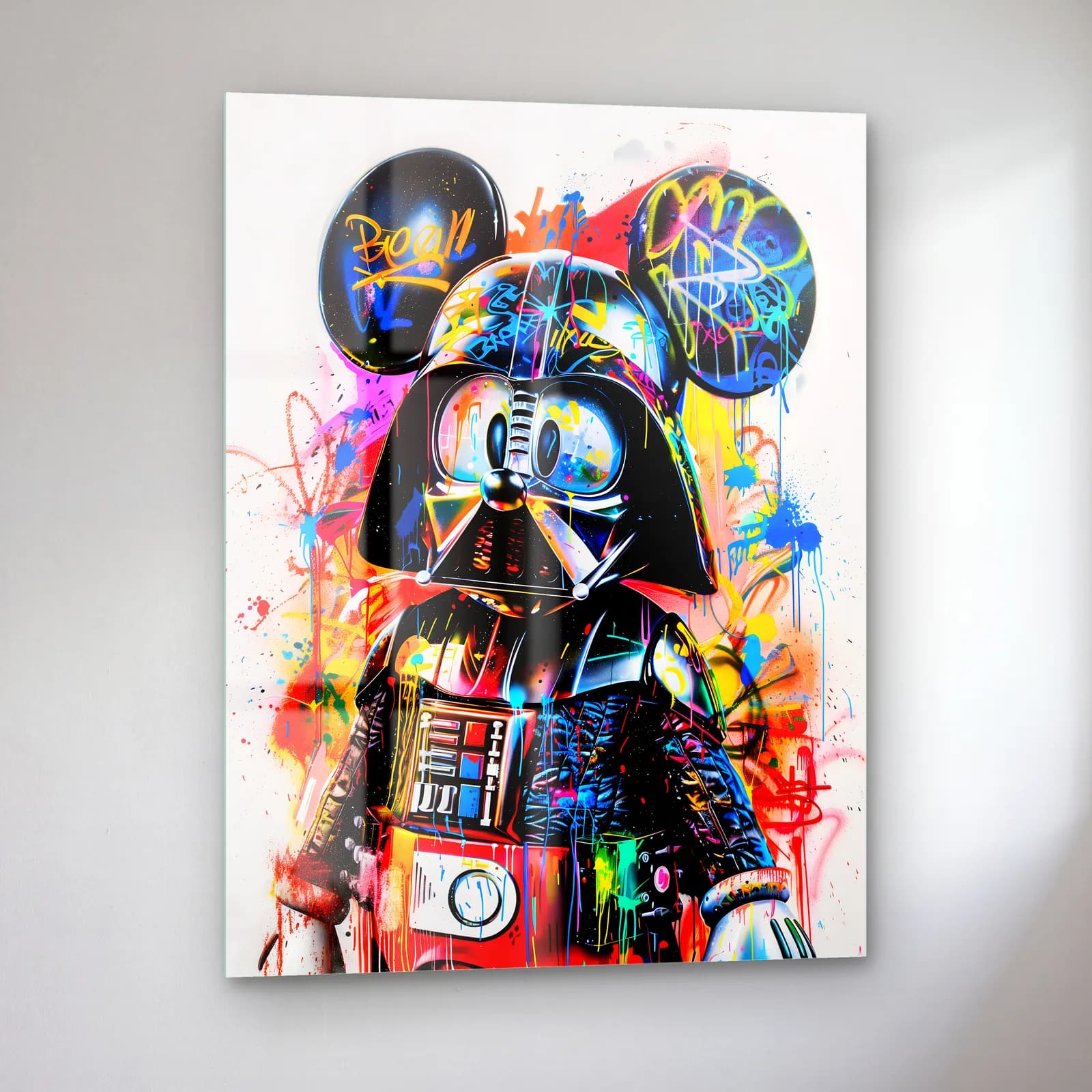 Mickey Kulaklı Darth Vader cam tablo — sol açıdan görünüm
