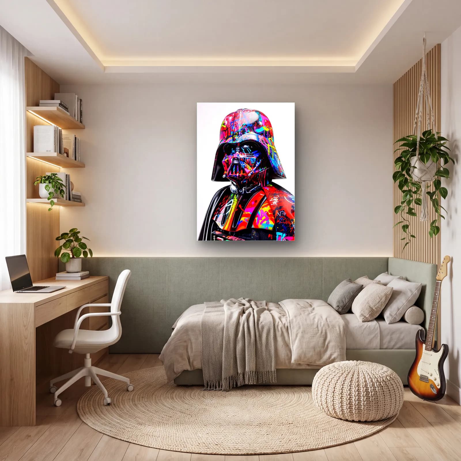 Grafiti Darth Vader Portresi cam tablo — genç odasında
