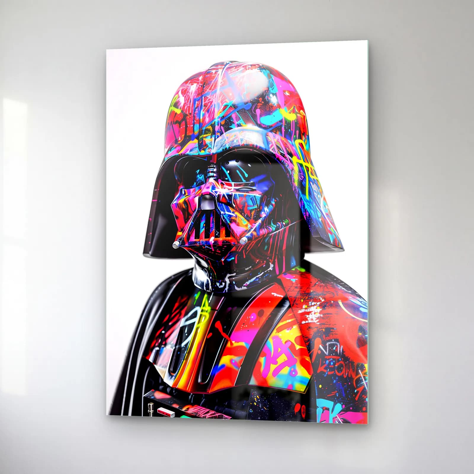 Grafiti Darth Vader Portresi cam tablo — sağ açıdan görünüm