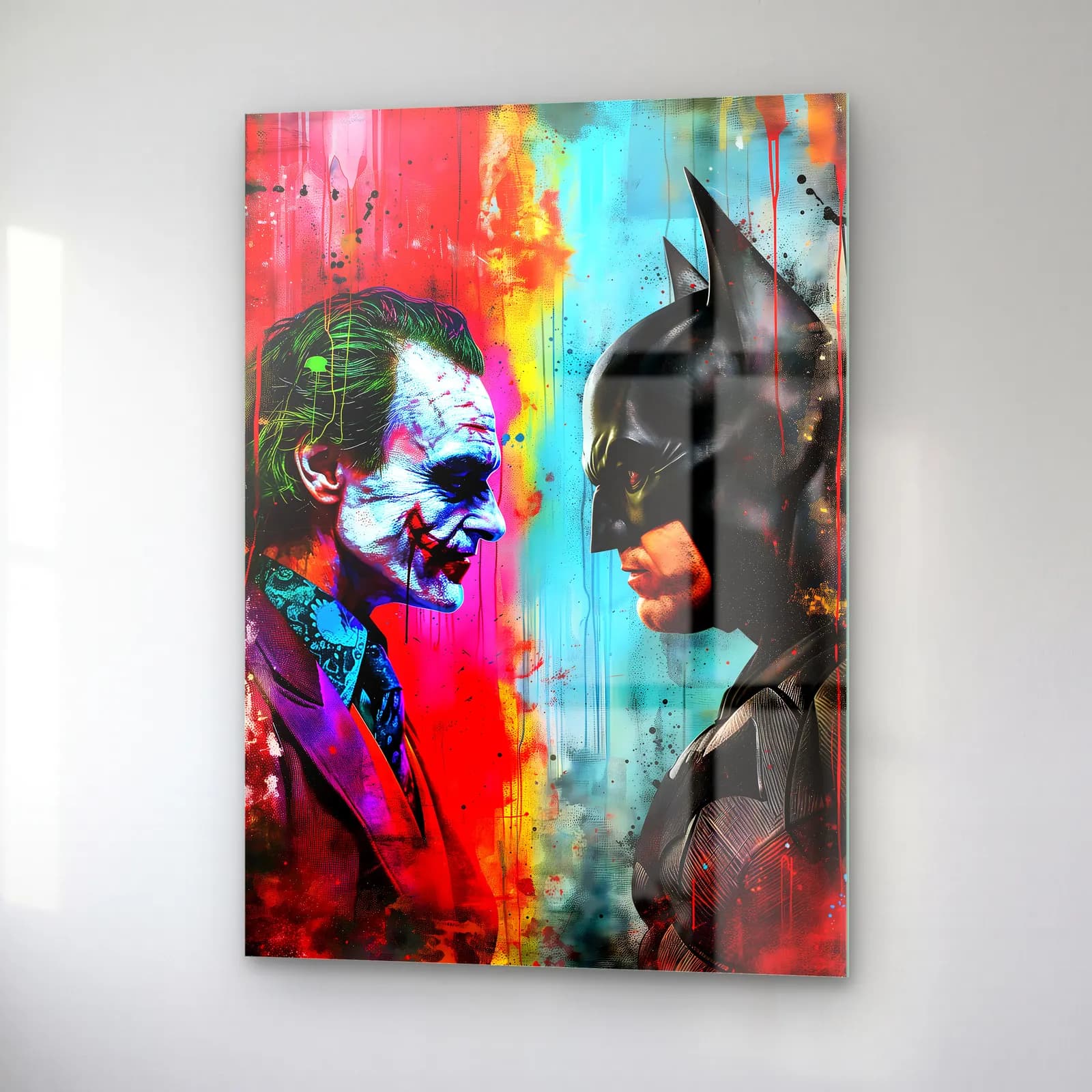 Joker ile Batman Karşı Karşıya cam tablo — sağ açıdan görünüm
