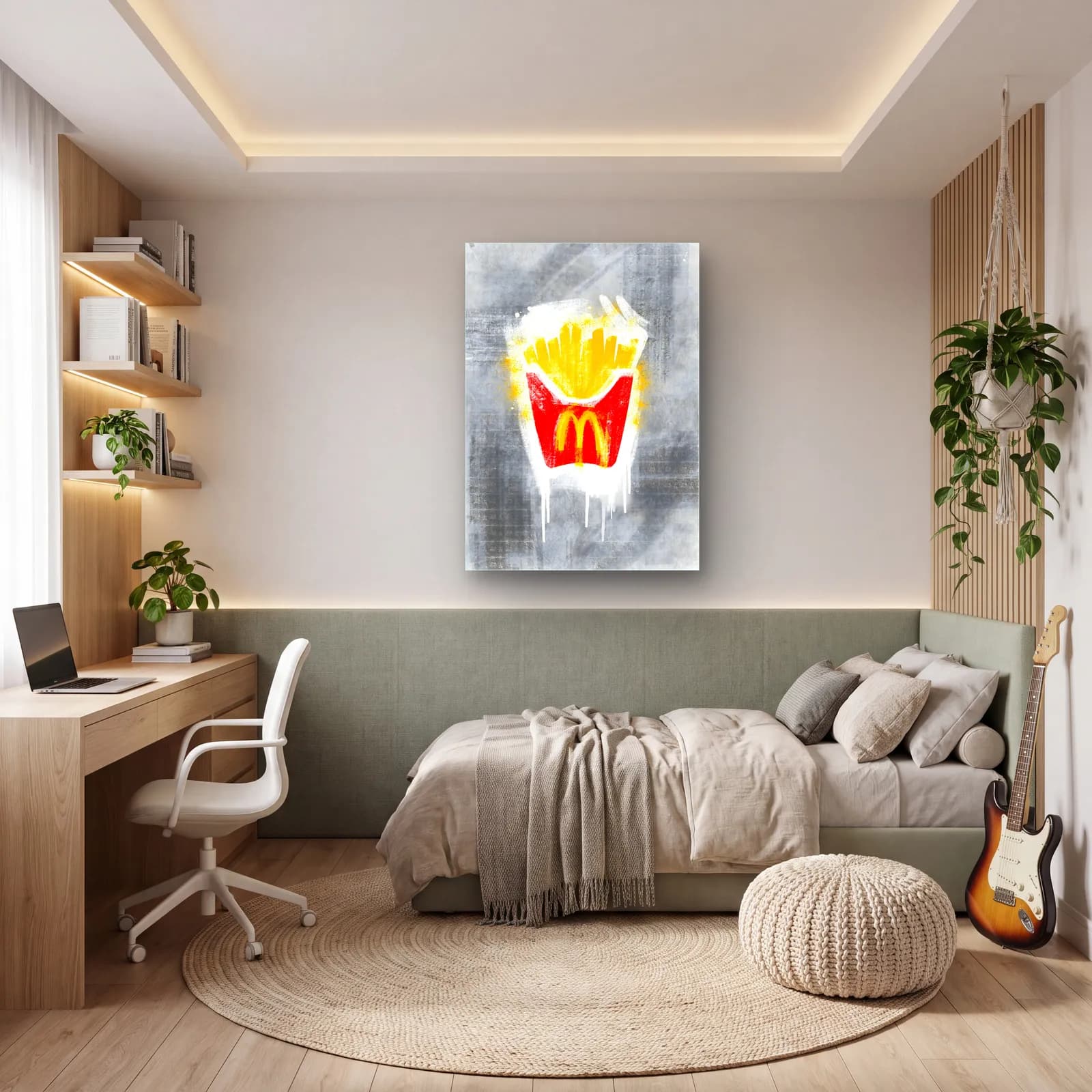 McDonald's Patates Grafiti cam tablo — genç odasında
