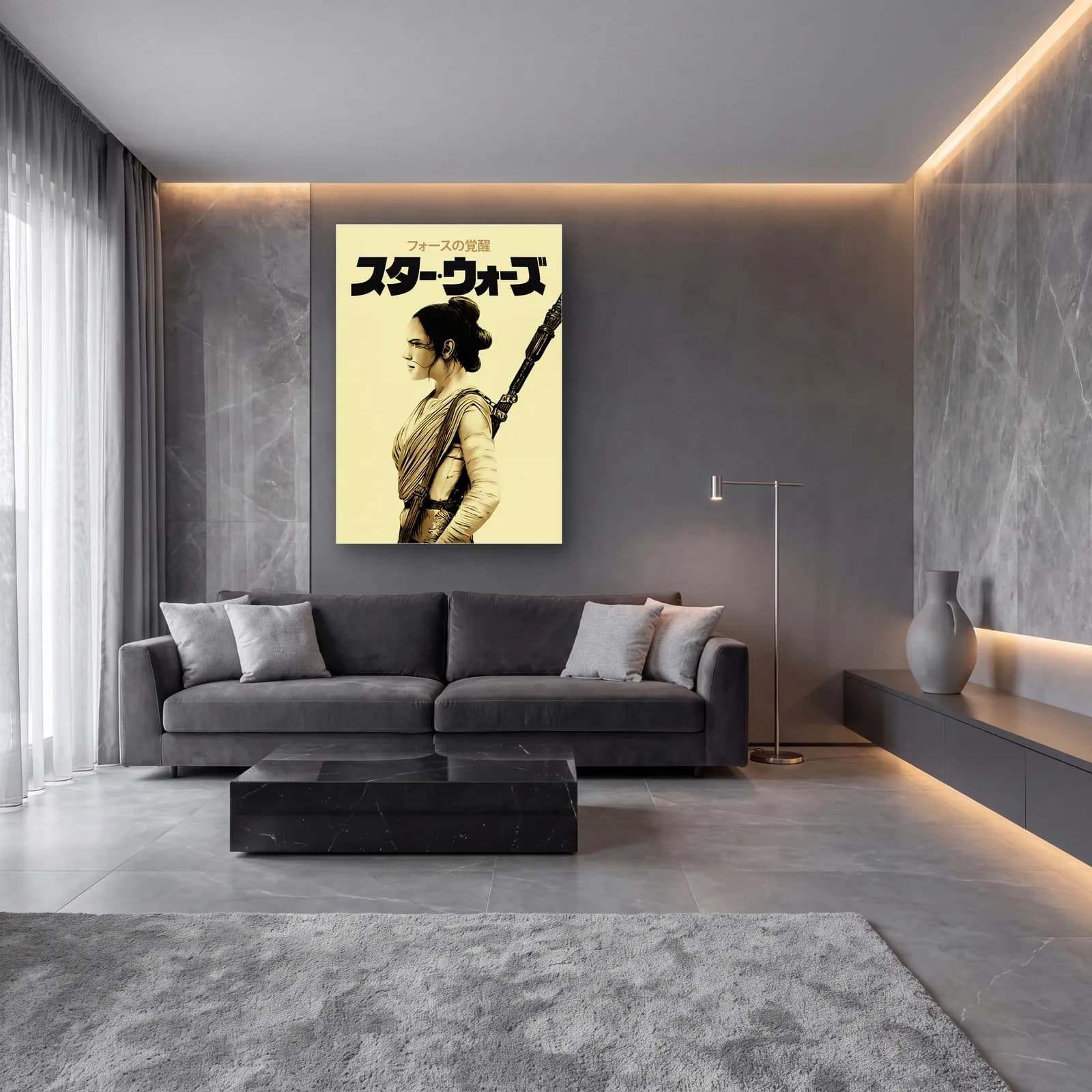 Star Wars Japon Poster Rey cam tablo — lüks salon duvarında