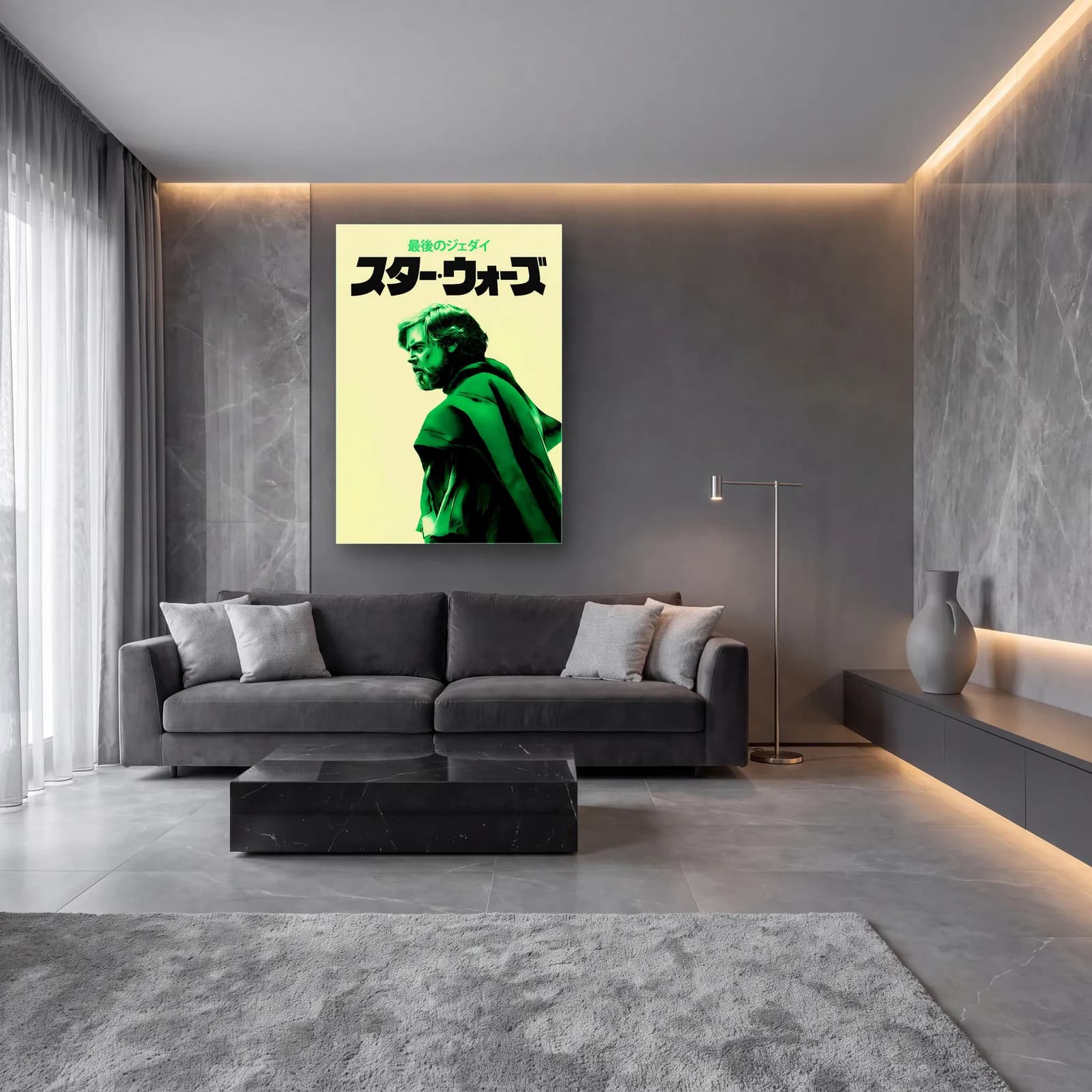 Star Wars Japon Poster Luke Yaşlı cam tablo — lüks salon duvarında