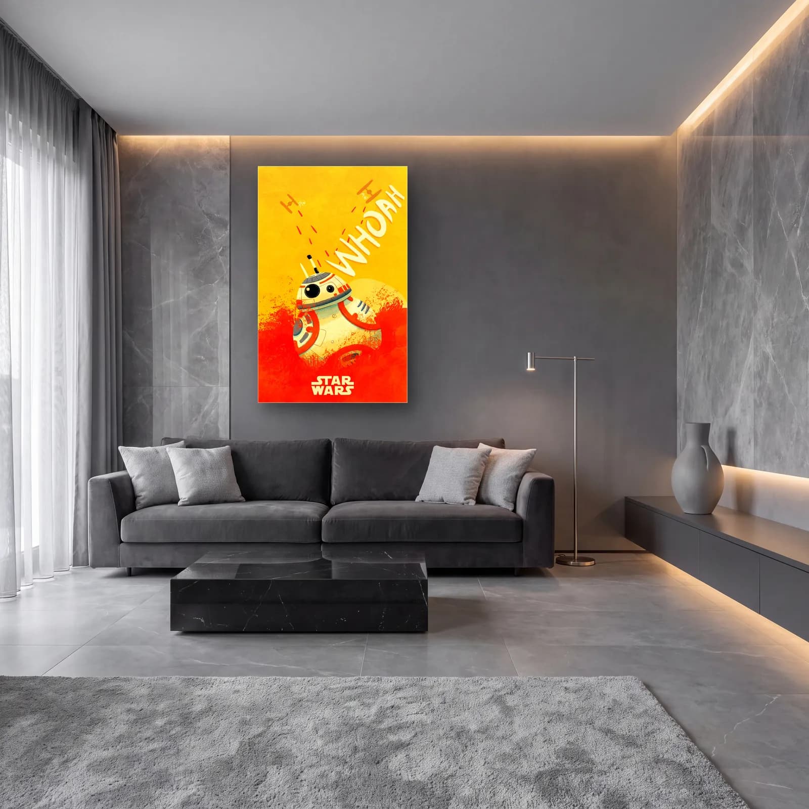 BB-8 Whoah Poster cam tablo — lüks salon duvarında