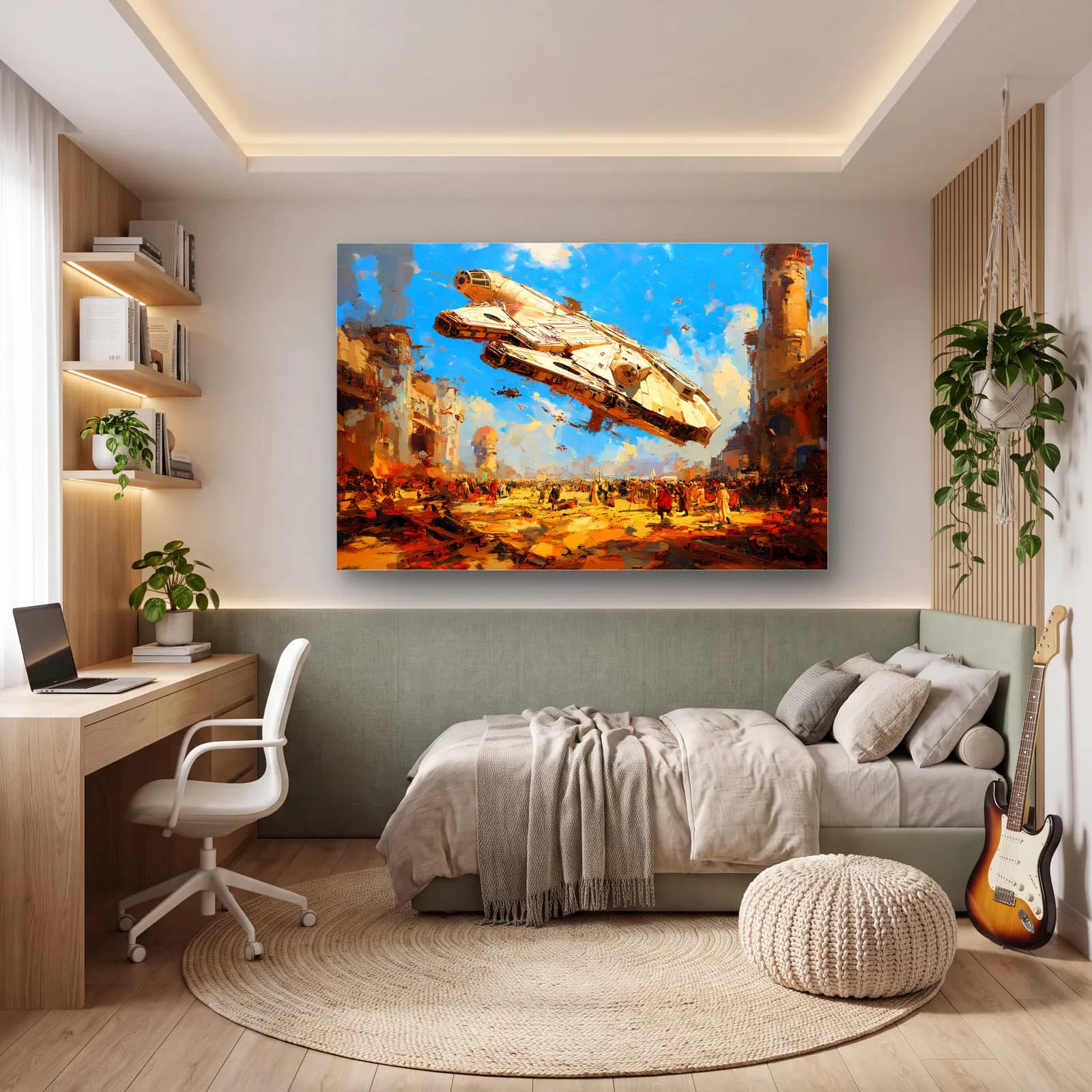 Millennium Falcon Yağlı Boya cam tablo — genç odasında