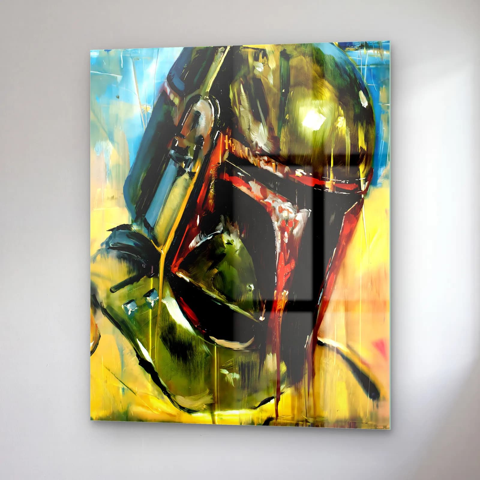 Boba Fett Kask Ekspresyonist cam tablo — sağ açıdan görünüm