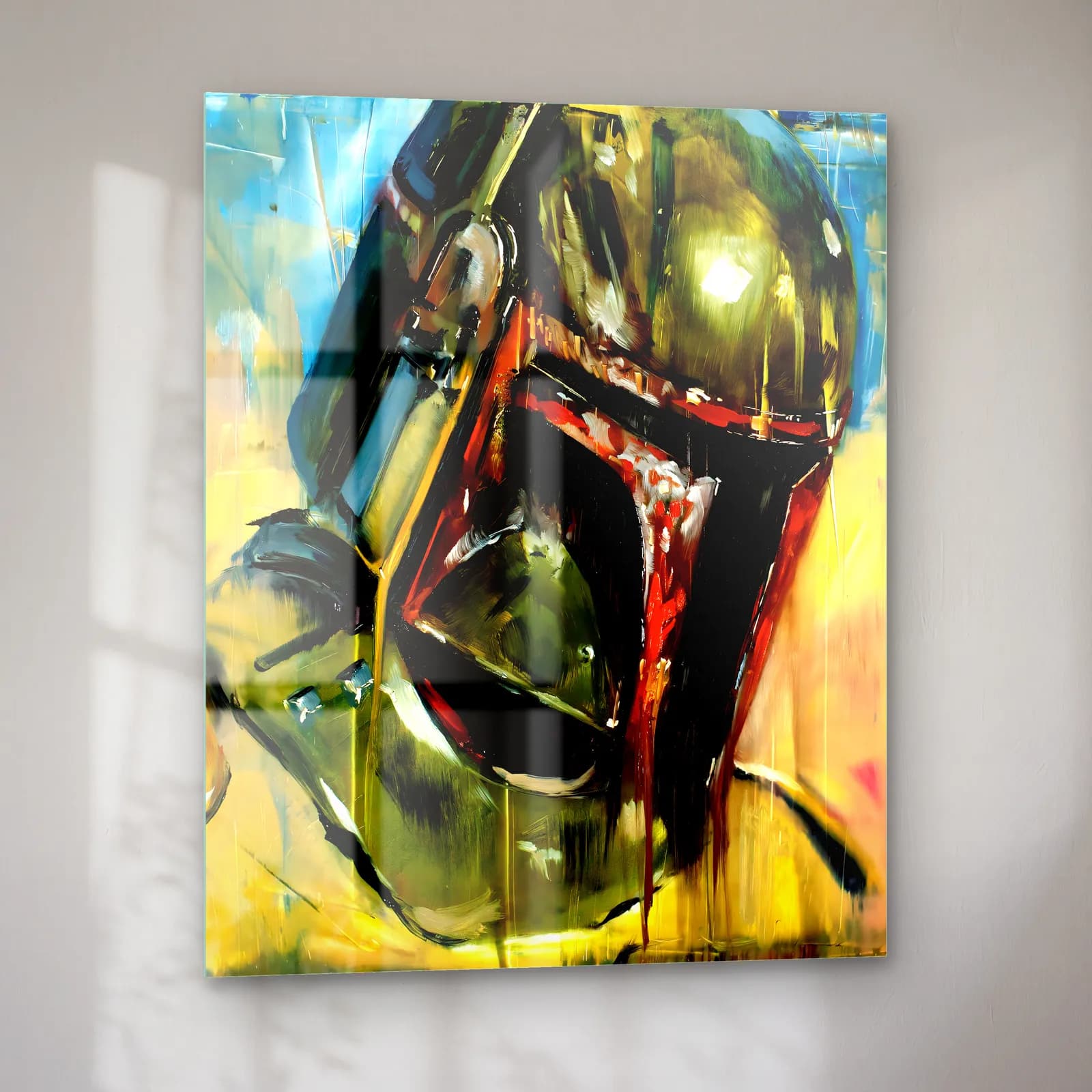 Boba Fett Kask Ekspresyonist cam tablo — sol açıdan görünüm