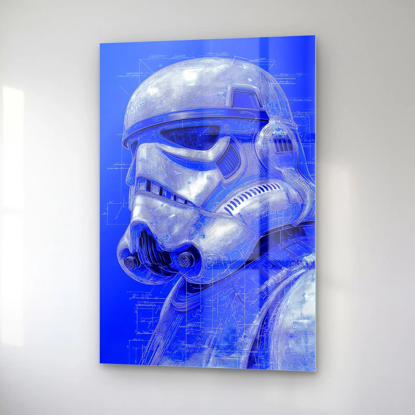Stormtrooper Kask Mavi Blueprint cam tablo — sağ açıdan görünüm
