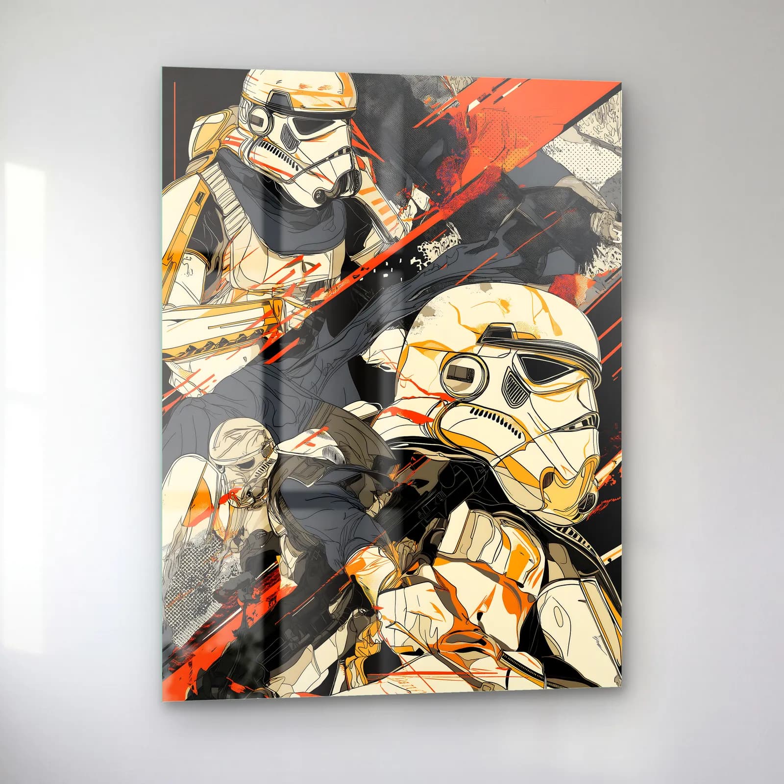 Stormtrooper Çizgi Roman Kolaj cam tablo — sol açıdan görünüm