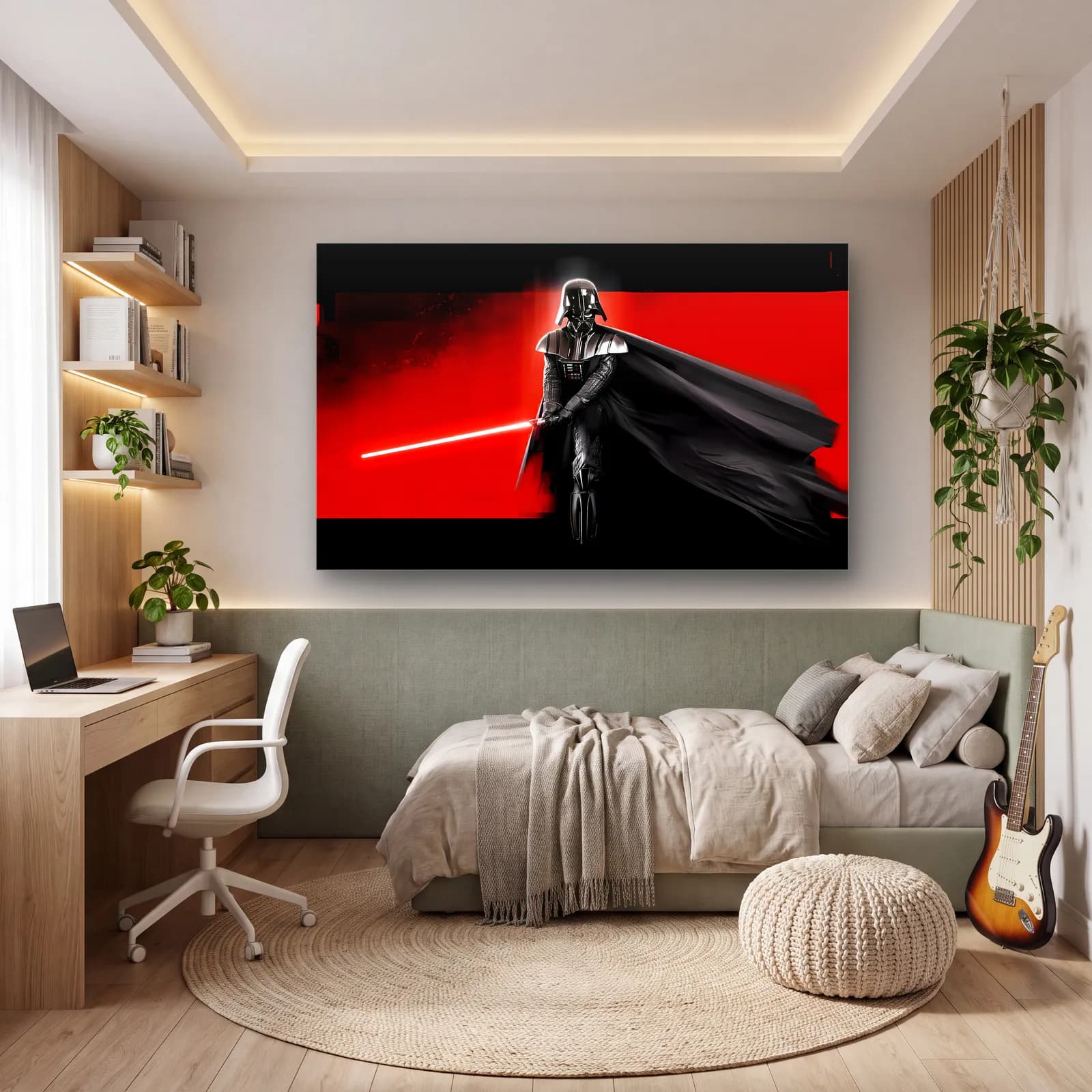 Darth Vader Kırmızı Işın Kılıcı cam tablo — genç odasında