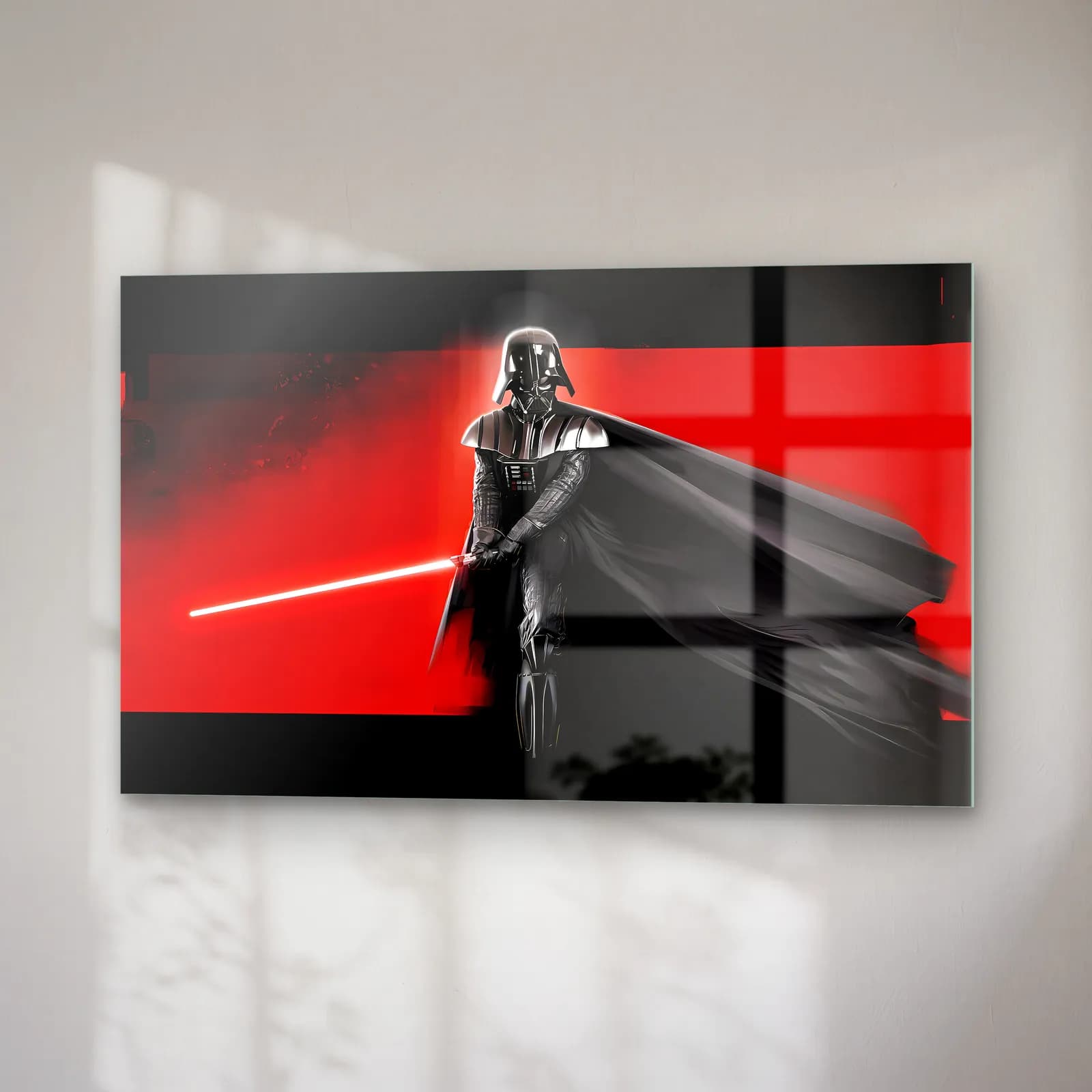 Darth Vader Kırmızı Işın Kılıcı cam tablo — sağ açıdan görünüm