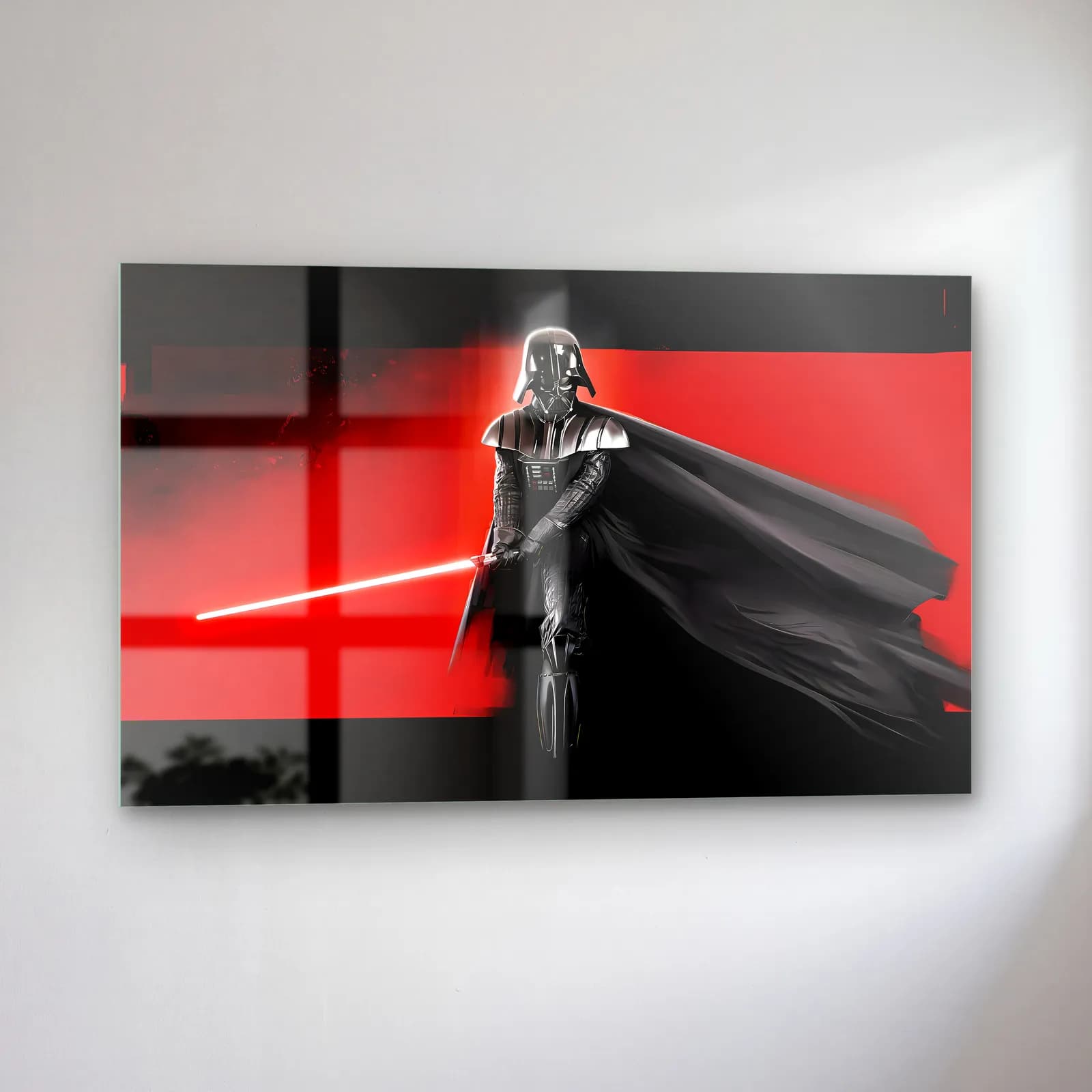 Darth Vader Kırmızı Işın Kılıcı cam tablo — sol açıdan görünüm