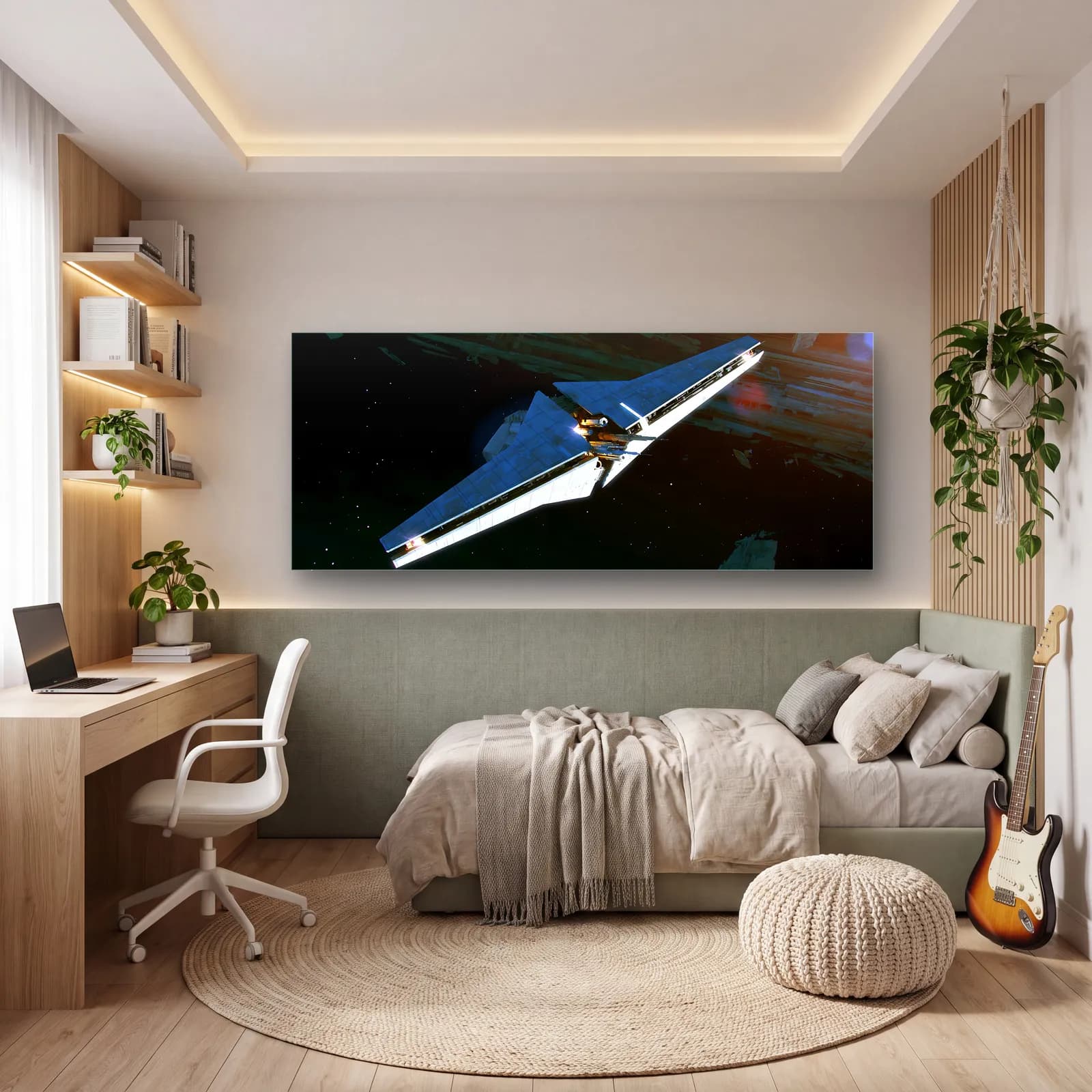Star Wars Uzay Gemisi Panoramik cam tablo — genç odasında