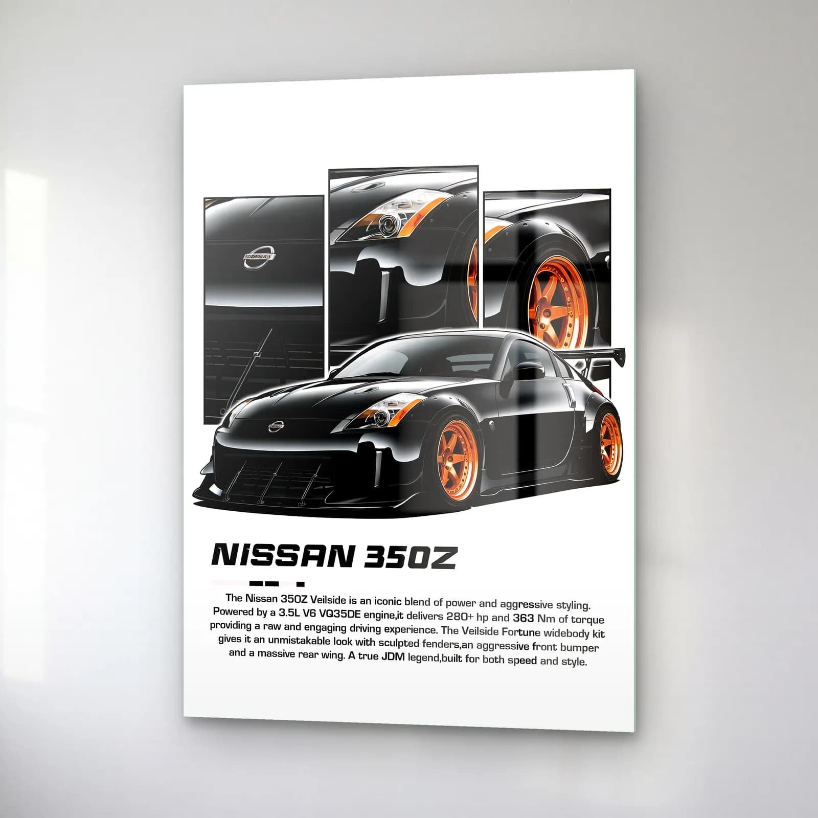 Nissan 350Z Siyah cam tablo — sağ açıdan görünüm