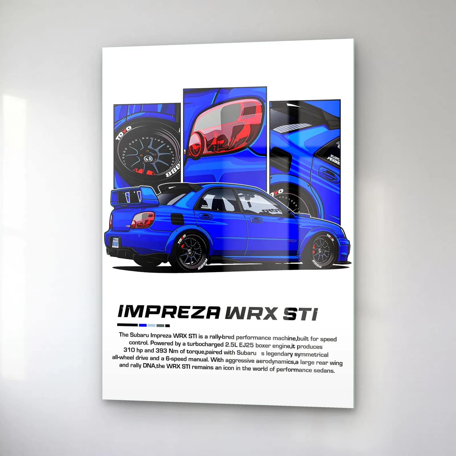 Subaru Impreza WRX STI Klasik cam tablo — sağ açıdan görünüm