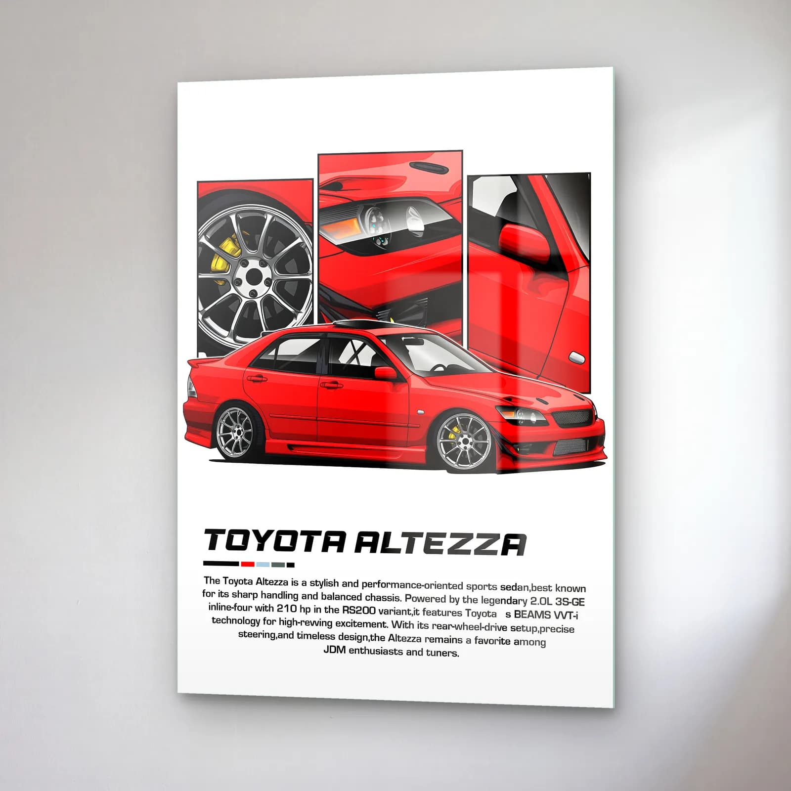 Toyota Altezza Kırmızı cam tablo — sağ açıdan görünüm