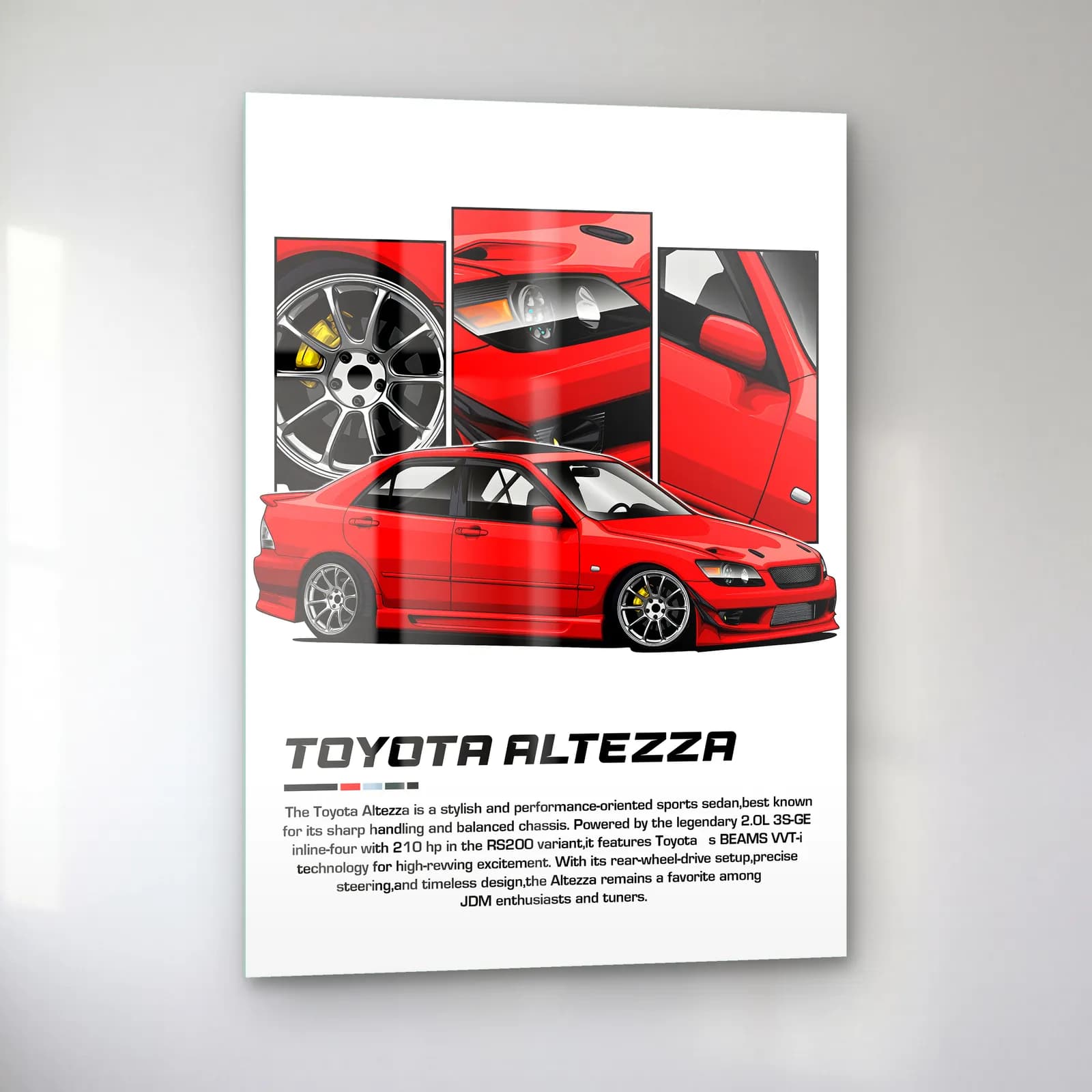Toyota Altezza Kırmızı cam tablo — sol açıdan görünüm
