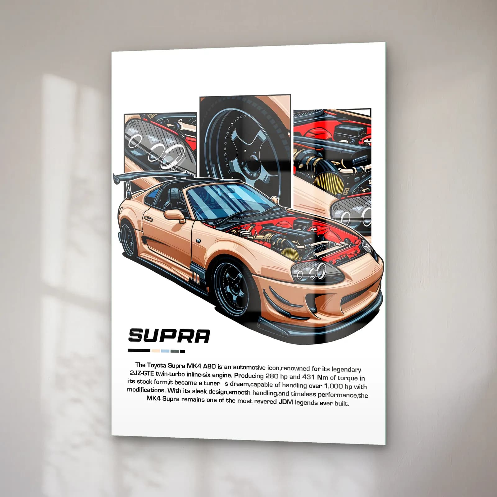 Toyota Supra MK4 Bej cam tablo — sağ açıdan görünüm