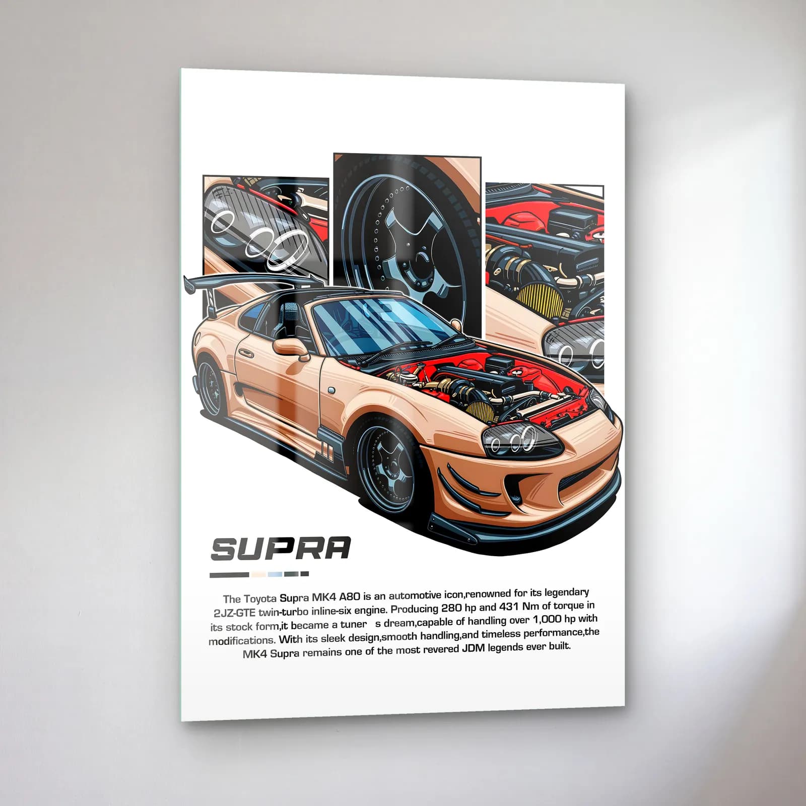 Toyota Supra MK4 Bej cam tablo — sol açıdan görünüm