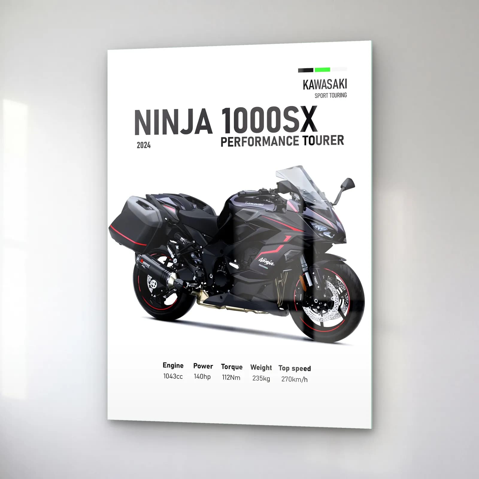 Kawasaki Ninja 1000SX Performance Tourer 2024 cam tablo — sağ açıdan görünüm