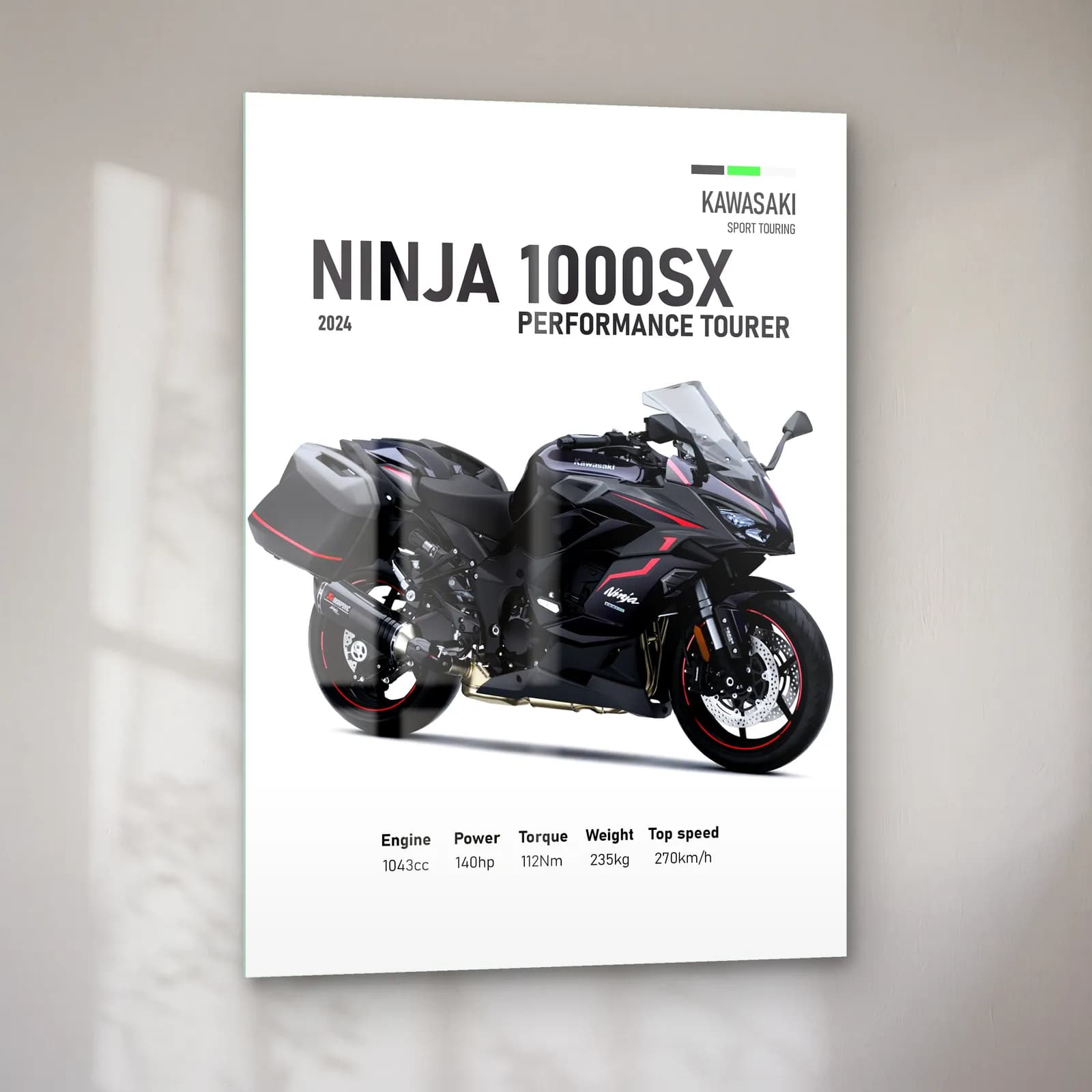 Kawasaki Ninja 1000SX Performance Tourer 2024 cam tablo — sol açıdan görünüm