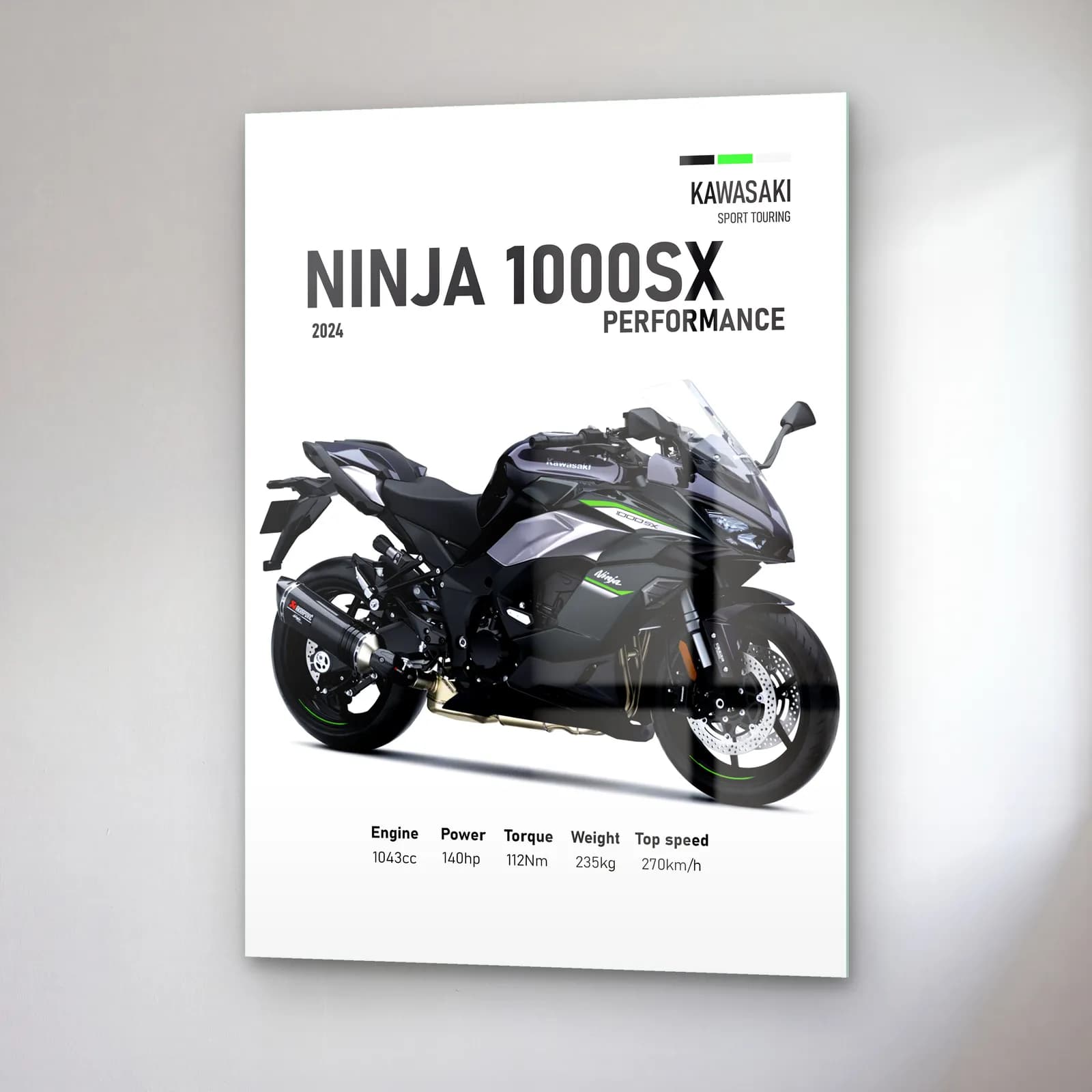 Kawasaki Ninja 1000SX Performance 2024 cam tablo — sağ açıdan görünüm