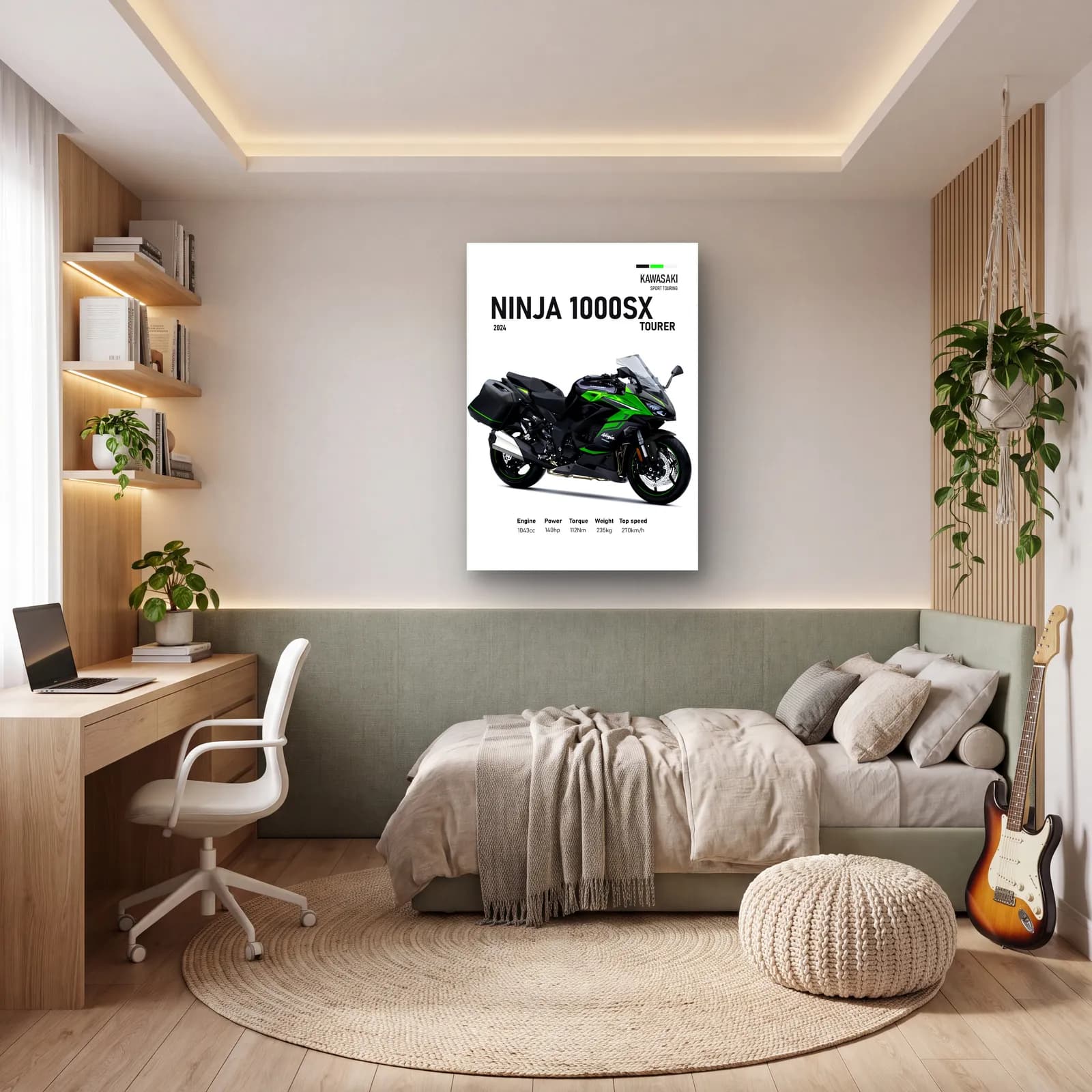 Kawasaki Ninja 1000SX Tourer 2024 cam tablo — genç odasında