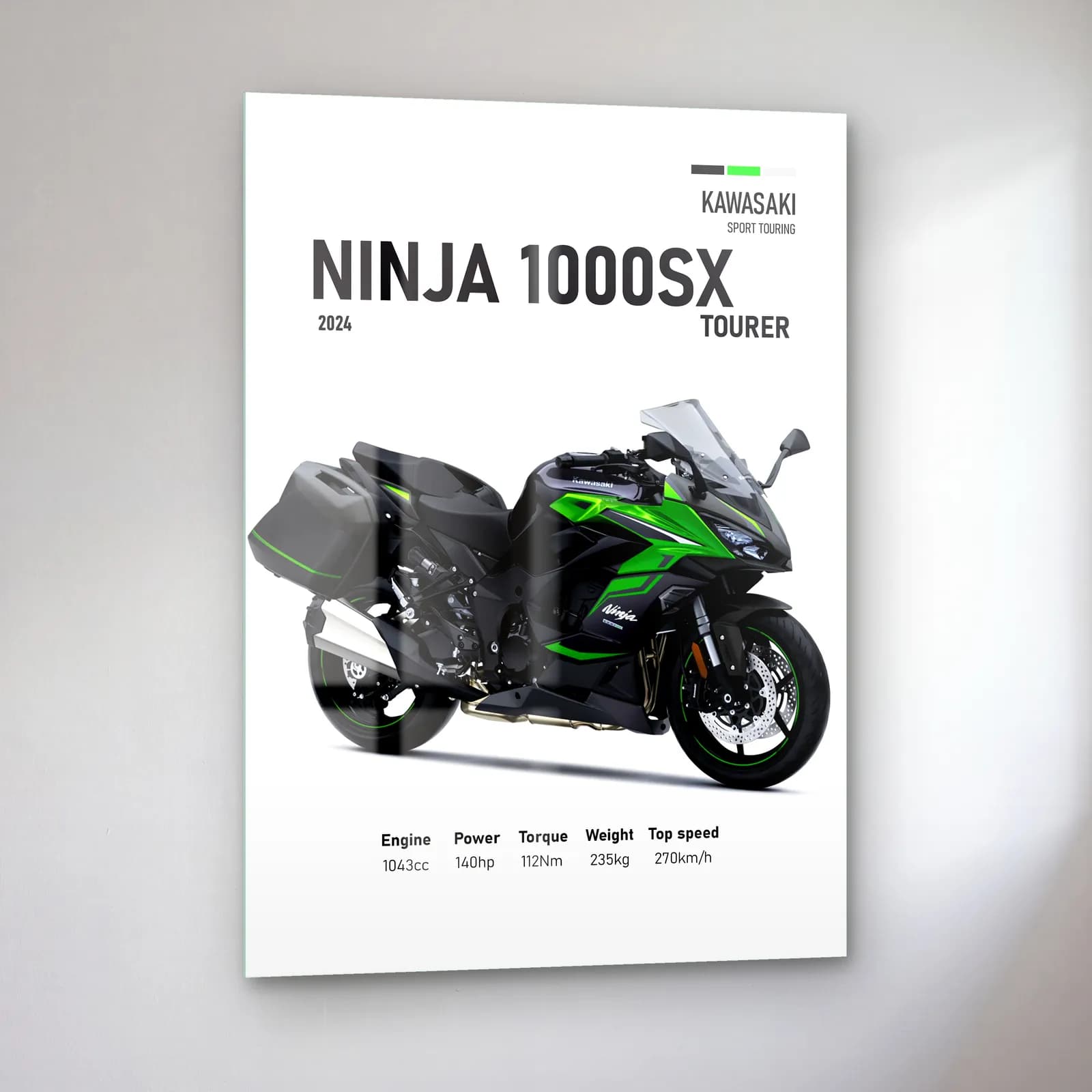 Kawasaki Ninja 1000SX Tourer 2024 cam tablo — sol açıdan görünüm