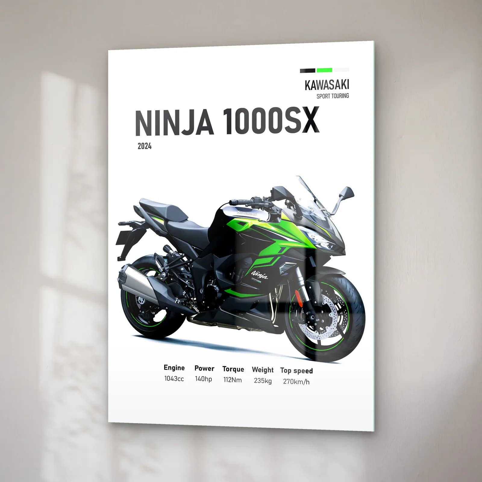Kawasaki Ninja 1000SX 2024 cam tablo — sağ açıdan görünüm