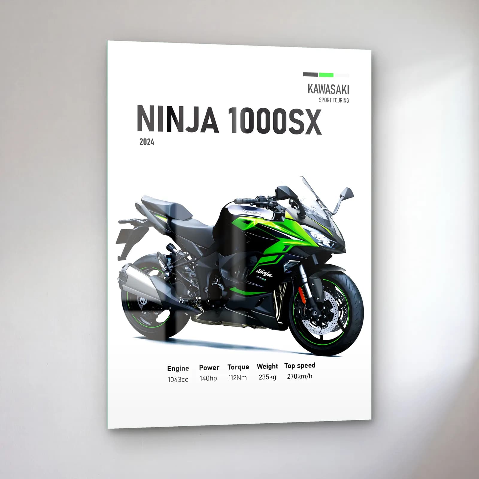 Kawasaki Ninja 1000SX 2024 cam tablo — sol açıdan görünüm