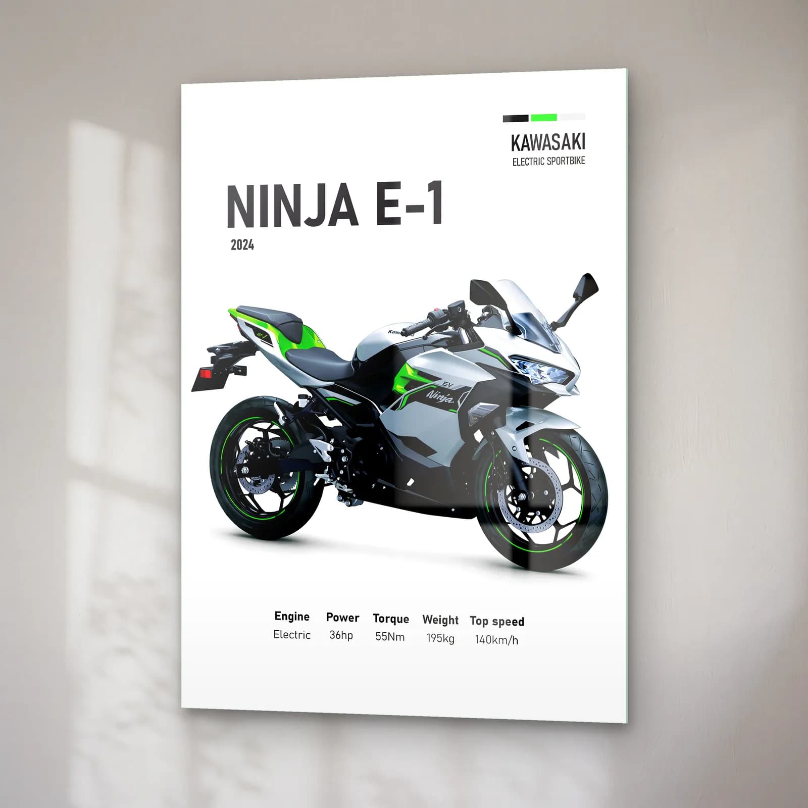 Kawasaki Ninja E-1 2024 cam tablo — sağ açıdan görünüm