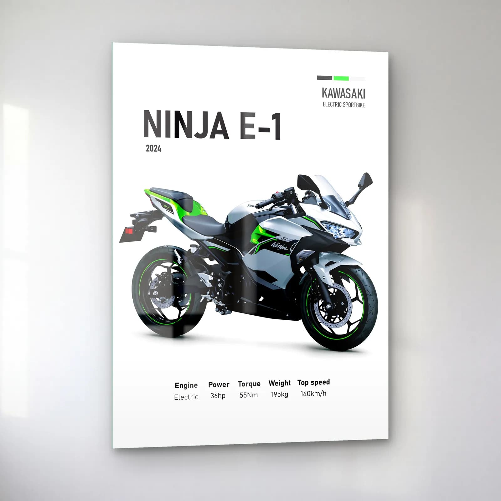 Kawasaki Ninja E-1 2024 cam tablo — sol açıdan görünüm