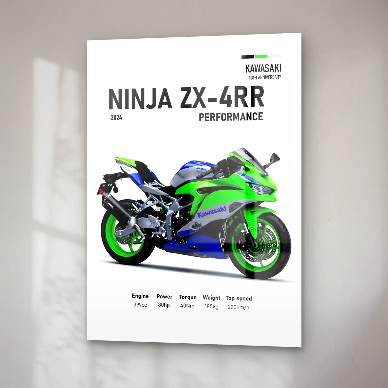 Kawasaki Ninja ZX-4RR Performance 2024 cam tablo — sağ açıdan görünüm