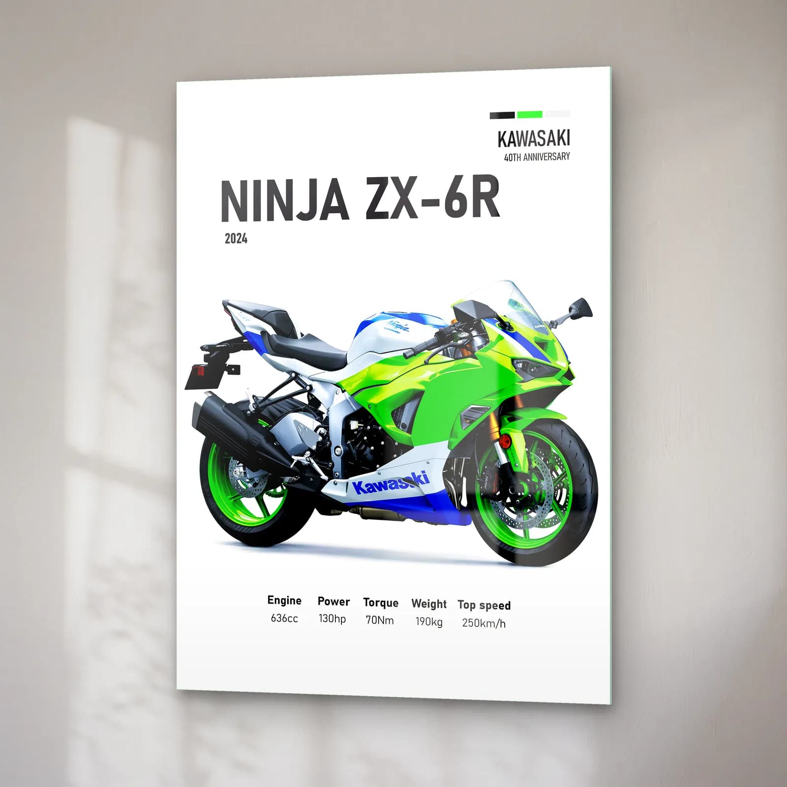 Kawasaki Ninja ZX-6R 2024 cam tablo — sağ açıdan görünüm