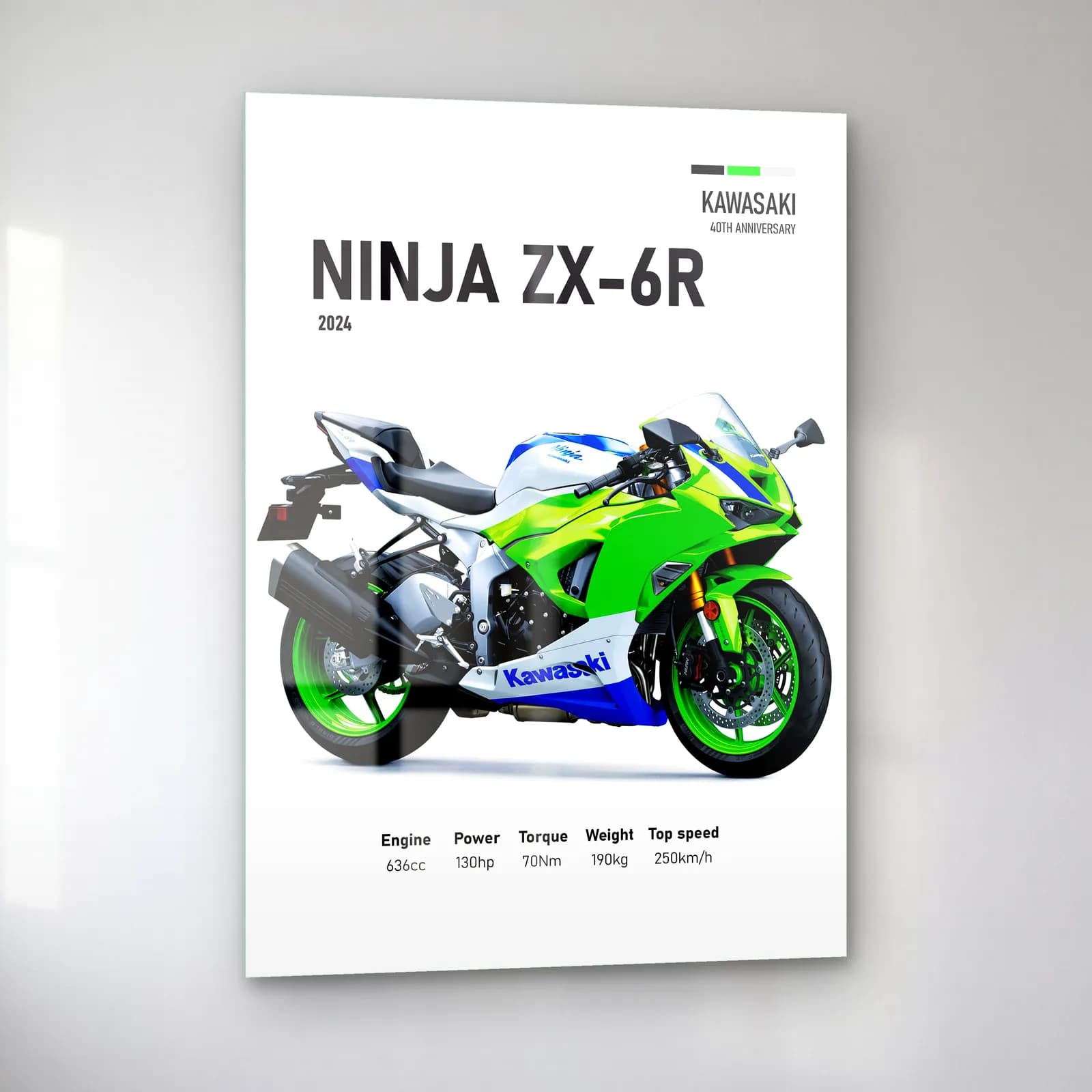 Kawasaki Ninja ZX-6R 2024 cam tablo — sol açıdan görünüm