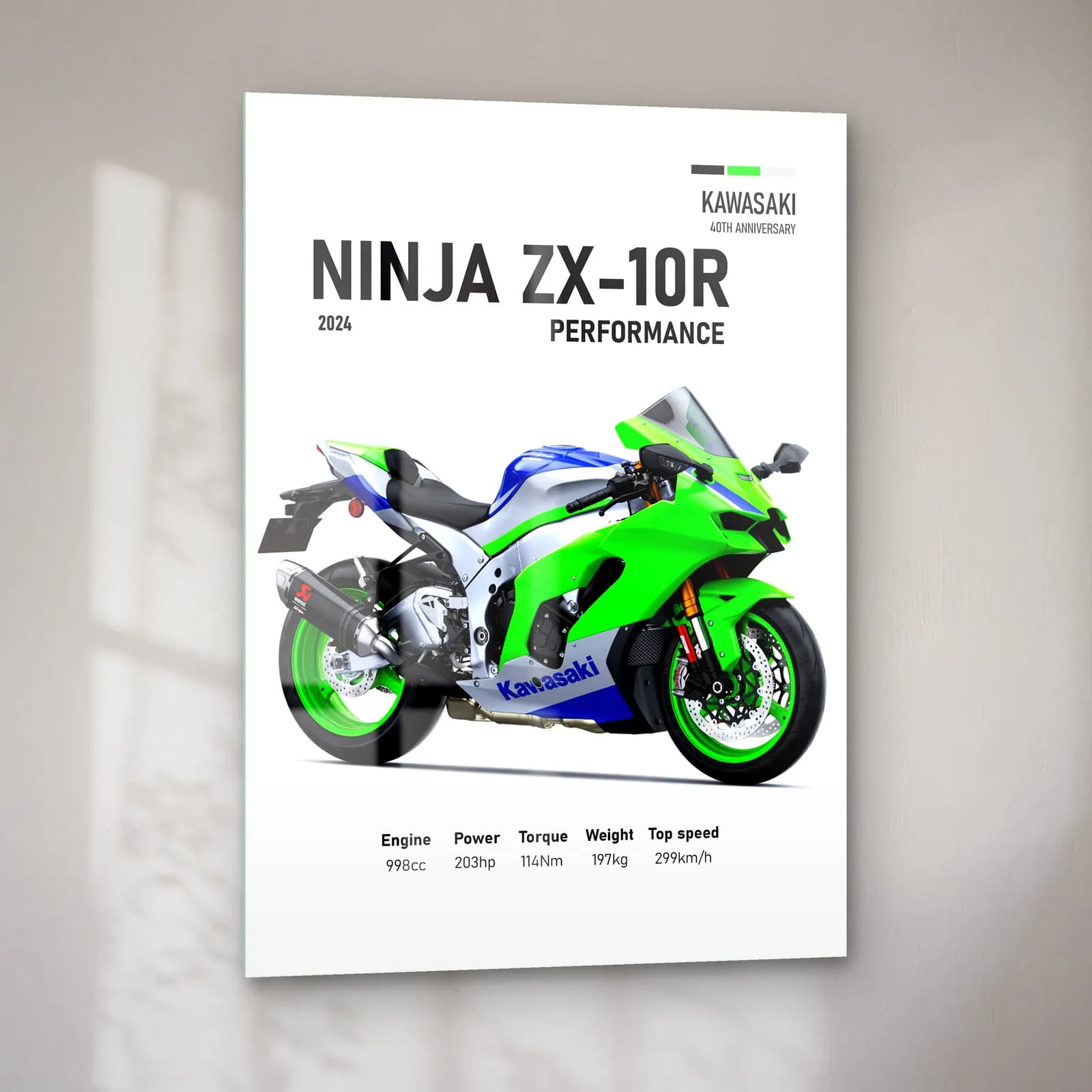 Kawasaki Ninja ZX-10R Performance 2024 cam tablo — sol açıdan görünüm