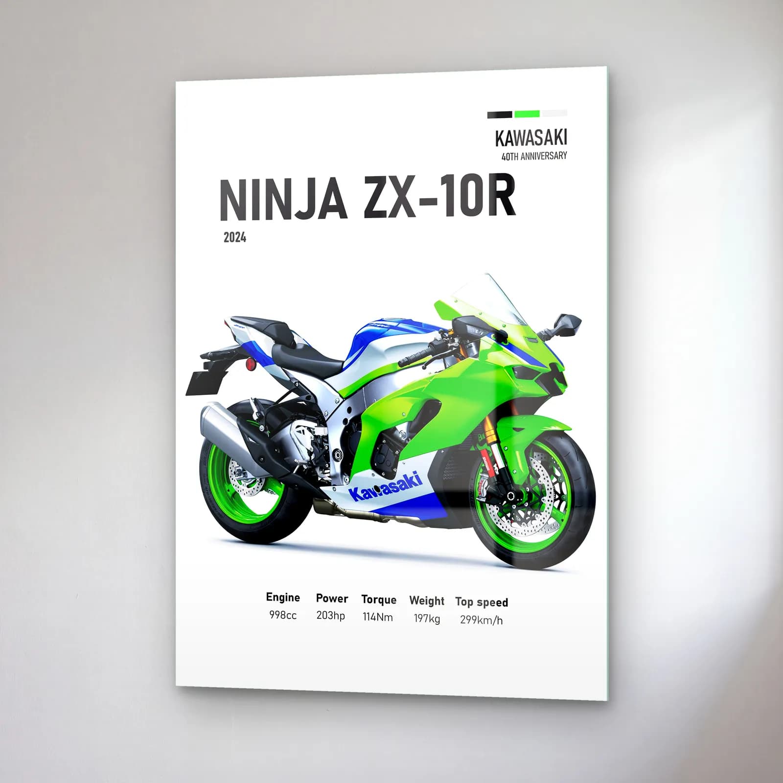 Kawasaki Ninja ZX-10R 2024 cam tablo — sağ açıdan görünüm