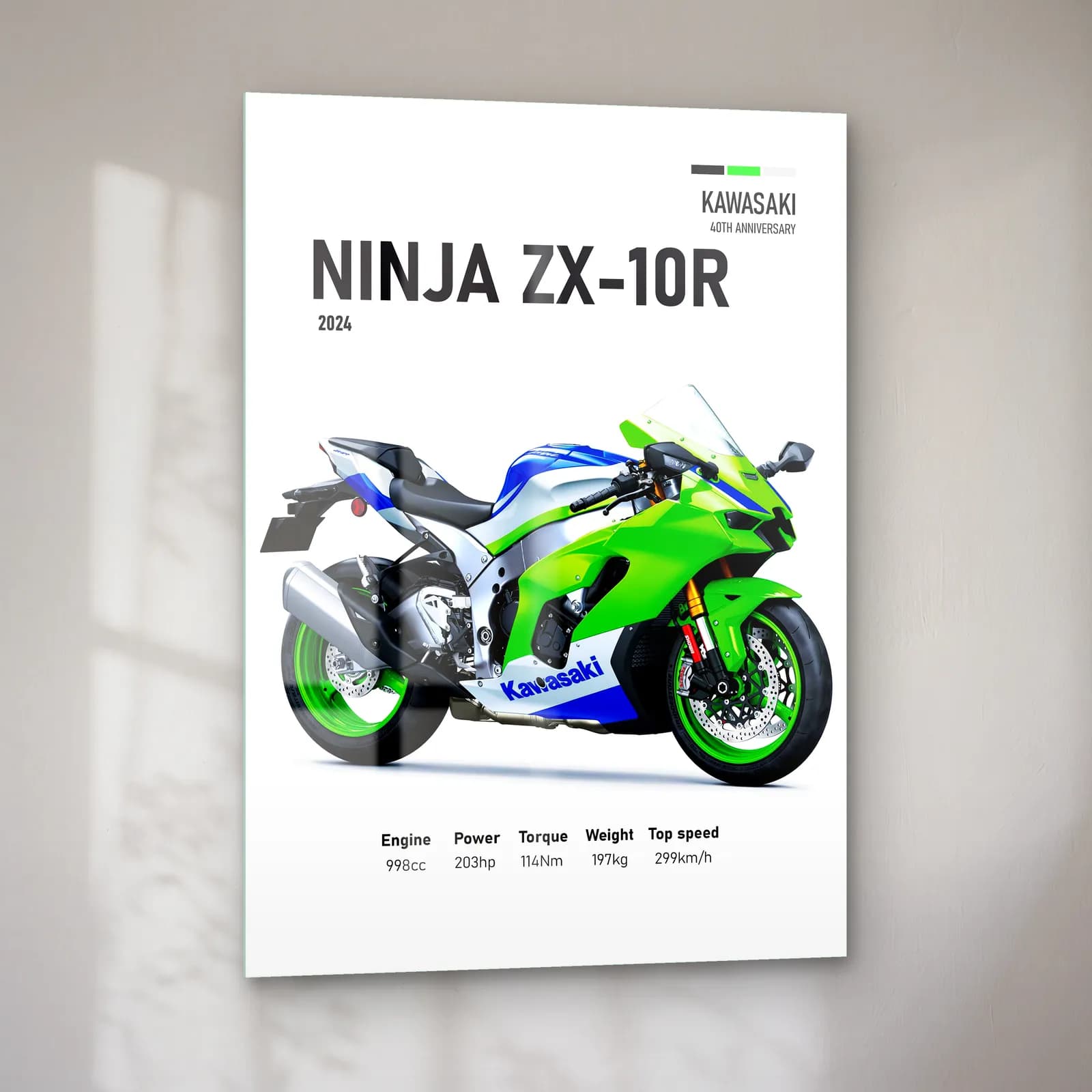Kawasaki Ninja ZX-10R 2024 cam tablo — sol açıdan görünüm