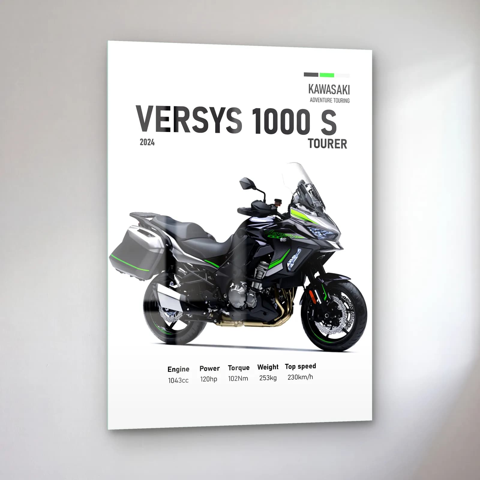 Kawasaki Versys 1000 S Tourer 2024 cam tablo — sol açıdan görünüm