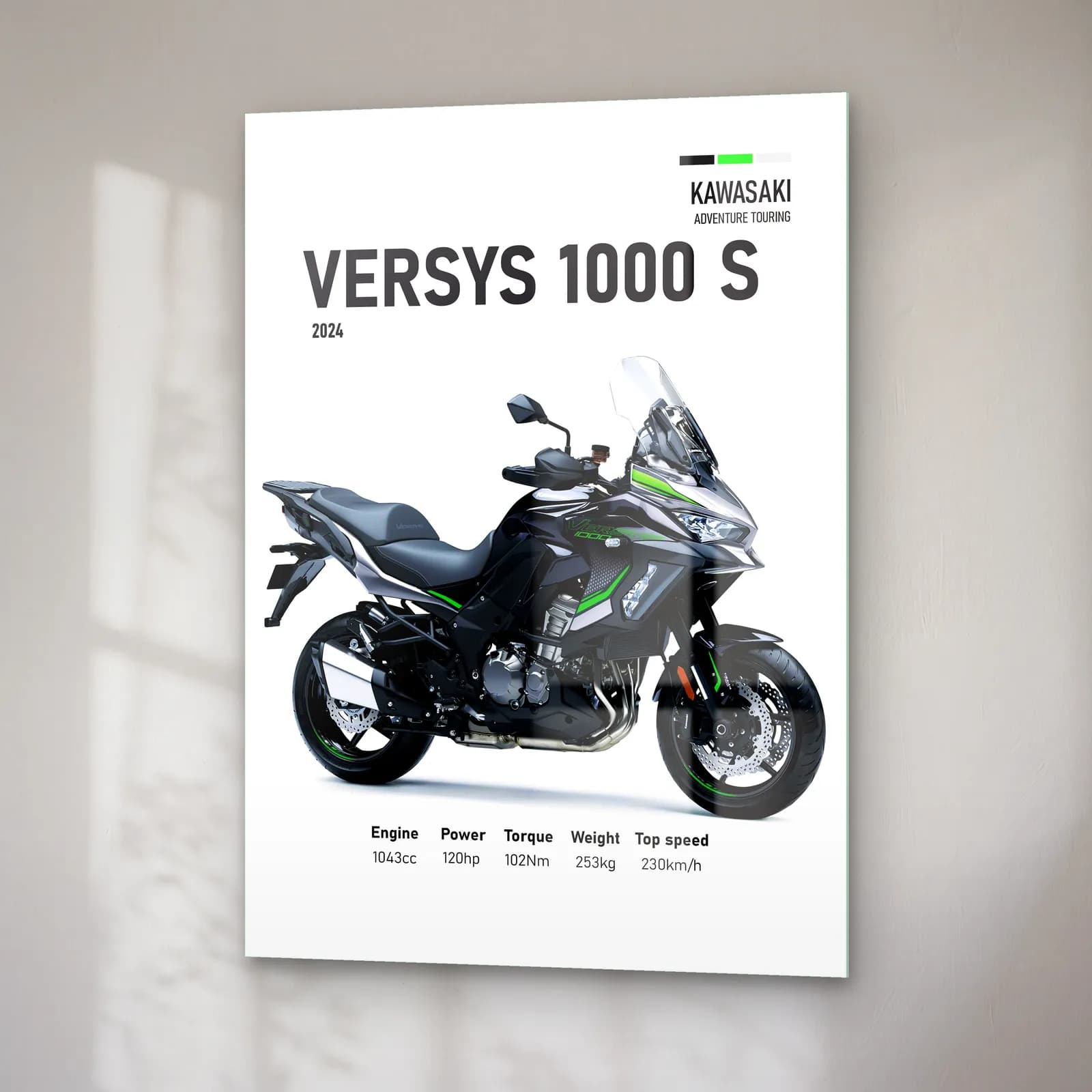 Kawasaki Versys 1000 S 2024 cam tablo — sağ açıdan görünüm