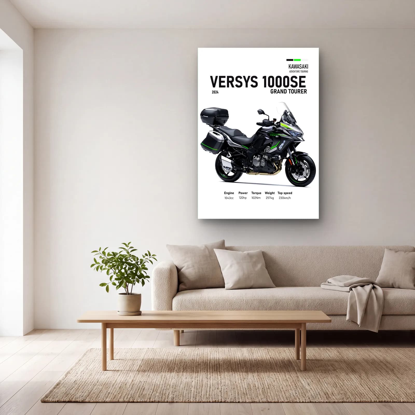 Versys 1000 SE Grand Tourer 2024 cam tablo — açık renk salonda